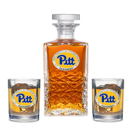 University of Pittsburgh Heritage Decanter with 2 Glasses - Sports Collectibles, Sports Memorabilia, Sports Fan Shop, Sports Gifts