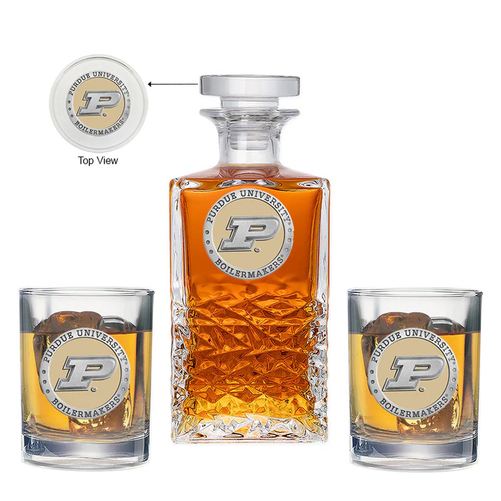 Purdue University Heritage Decanter with 2 Glasses - Sports Gifts, Sports Memorabilia, Sports Collectibles, Fan Shop
