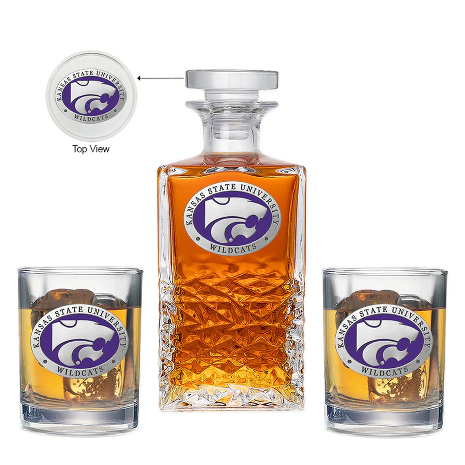 Kansas State University Heritage Decanter with 2 Glasses - Sports Gifts, Sports Memorabilia, Sports Collectibles, Fan Shop