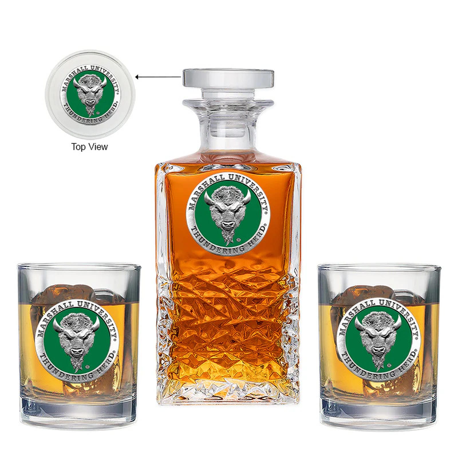 Marshall University Heritage Decanter with 2 Glasses - Sports Gifts, Sports Memorabilia, Sports Collectibles, Fan Shop
