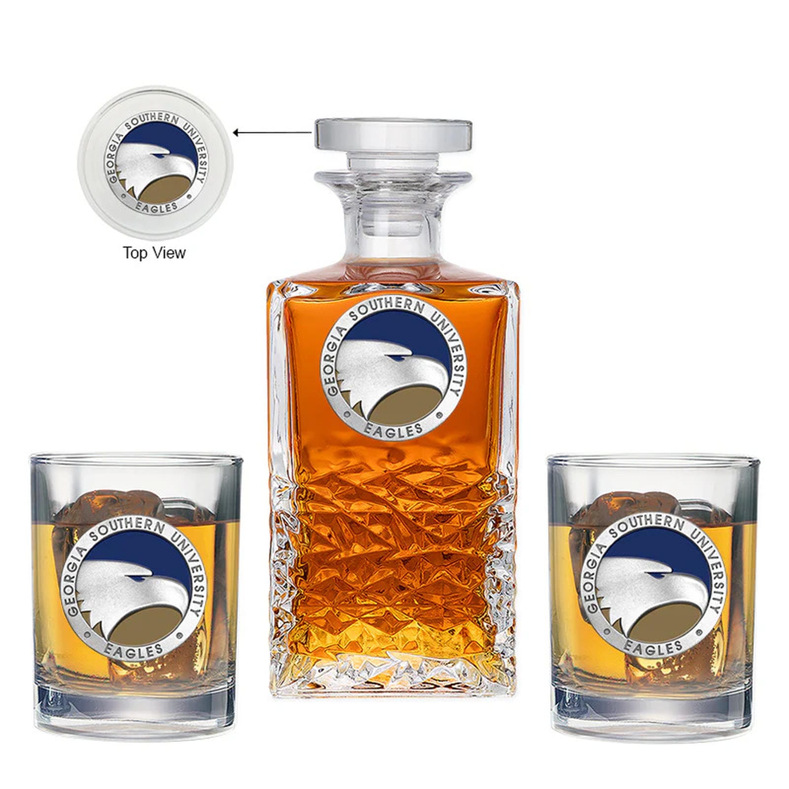Georgia Southern University Heritage Decanter with 2 Glasses - Sports Gifts, Sports Memorabilia, Sports Collectibles, Fan Shop