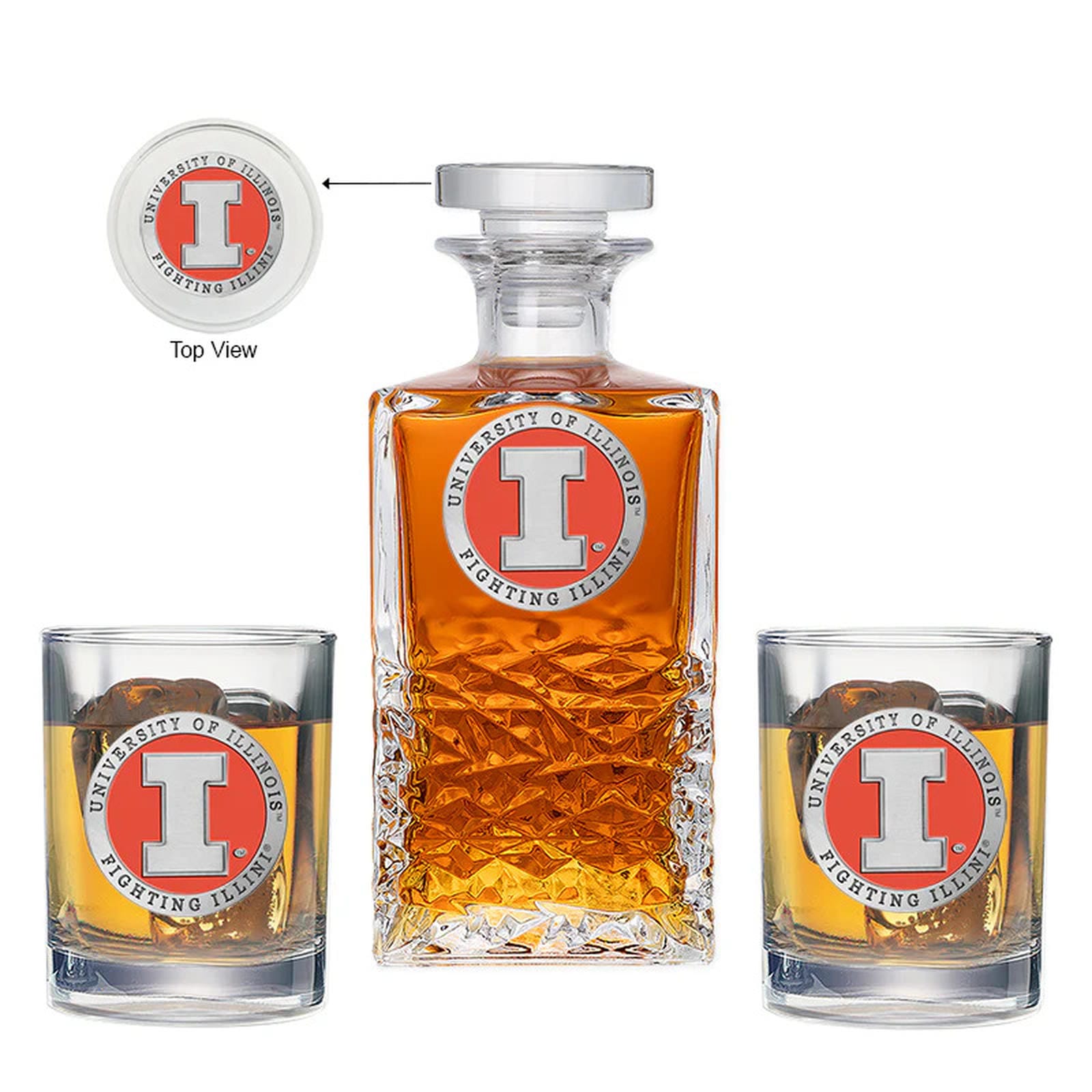 University of Illinois Heritage Decanter with 2 Glasses - Sports Gifts, Sports Memorabilia, Sports Collectibles, Fan Shop