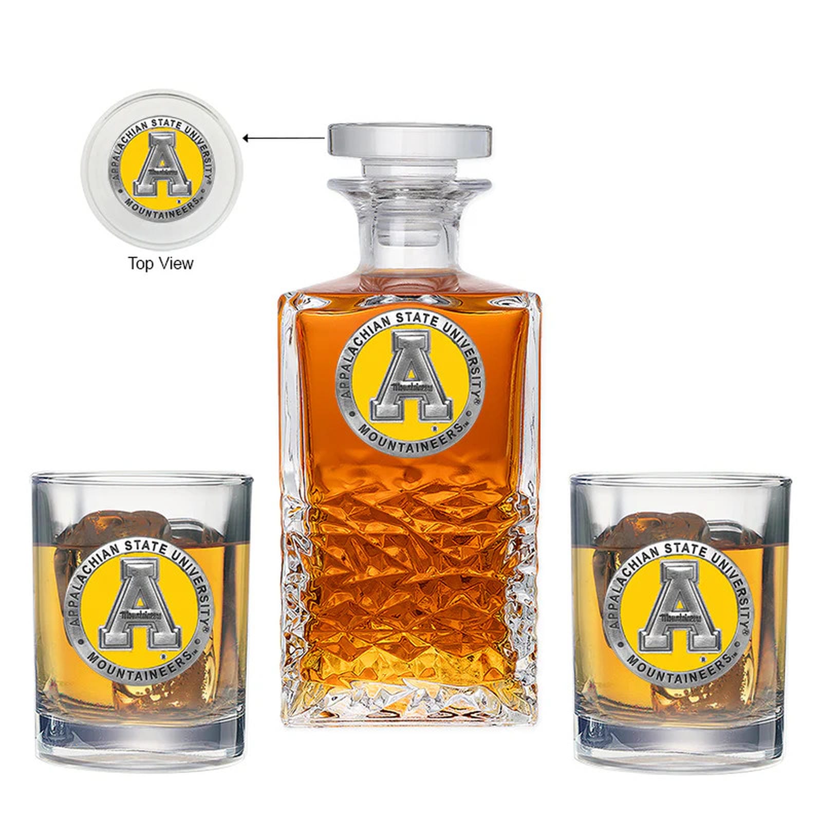 Appalachian State University Heritage Decanter with 2 Glasses - Sports Gifts, Sports Memorabilia, Sports Collectibles, Fan Shop