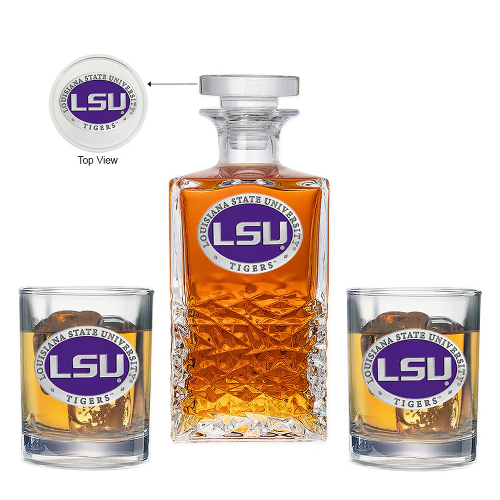 Louisiana State University Heritage Decanter with 2 Glasses - Sports Gifts, Sports Memorabilia, Sports Collectibles, Fan Shop