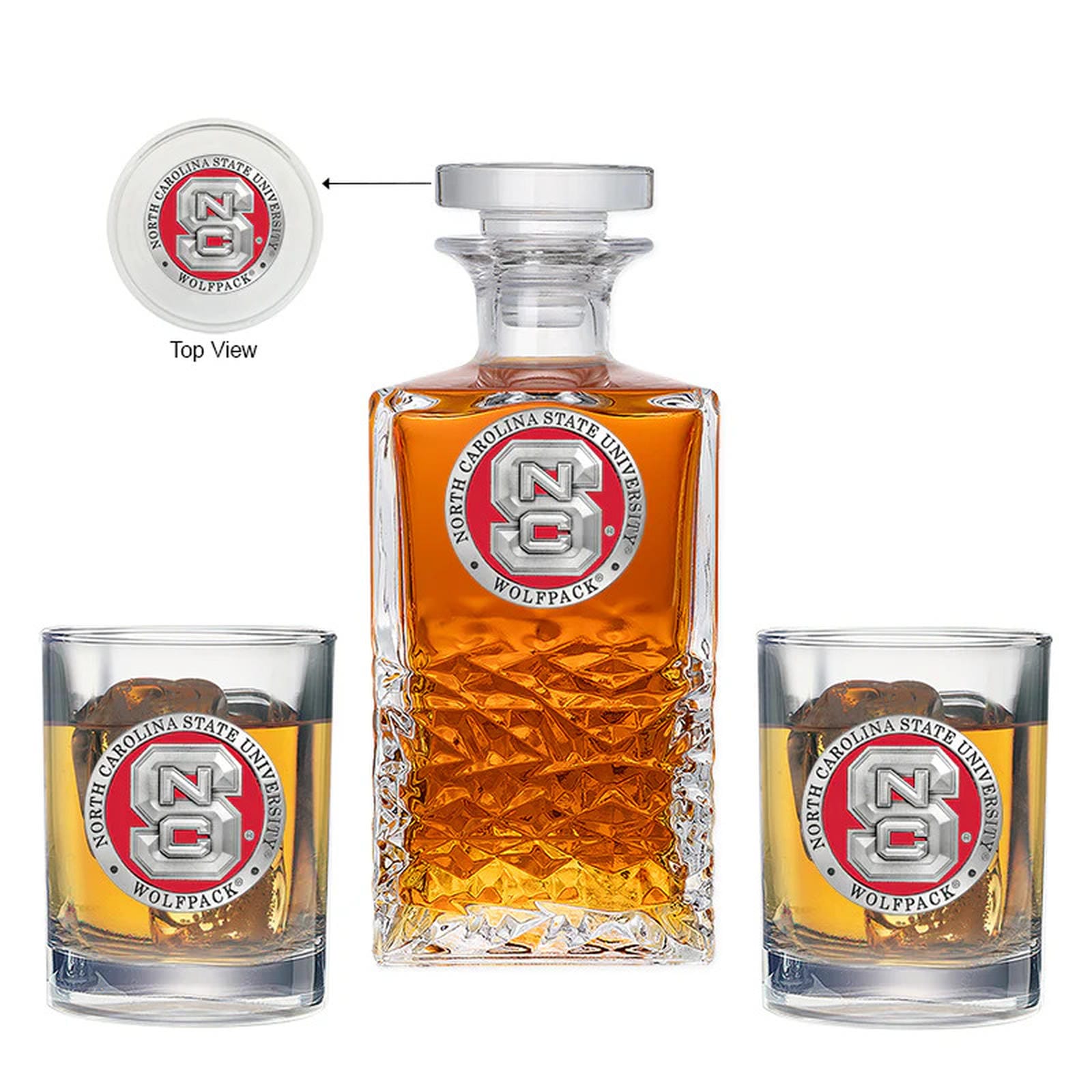 North Carolina State University Heritage Decanter with 2 Glasses - Sports Gifts, Sports Memorabilia, Sports Collectibles, Fan Shop