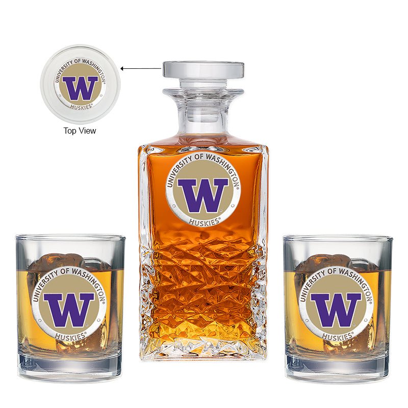 University of Washington Heritage Decanter with 2 Glasses - Sports Gifts, Sports Memorabilia, Sports Collectibles, Fan Shop