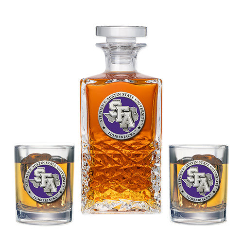 Stephen F. Austin University Heritage Decanter with 2 Glasses - Sports Collectibles, Sports Memorabilia, Sports Fan Shop, Sports Gifts