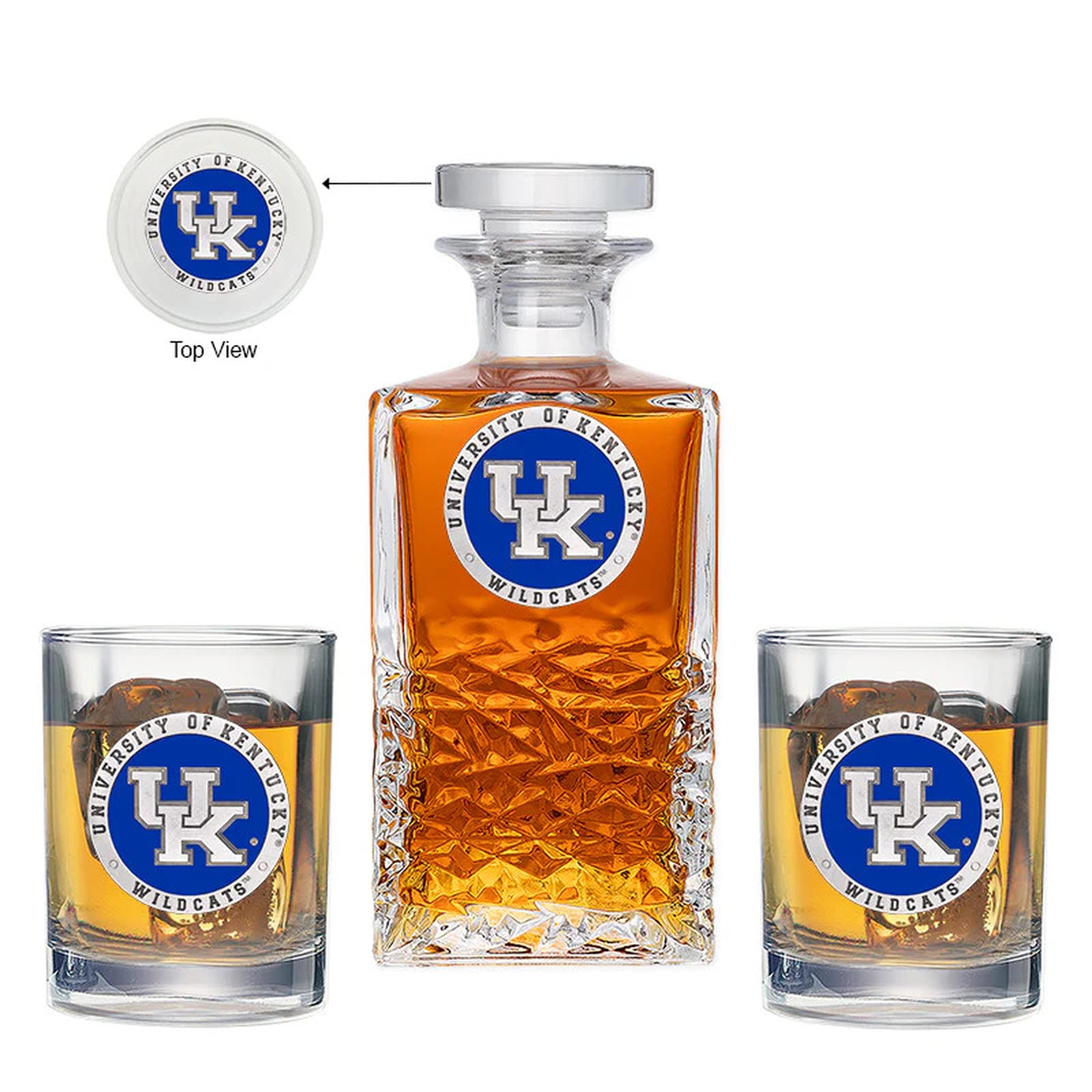 University of Kentucky UK Logo Heritage Decanter with 2 Glasses - Sports Gifts, Sports Memorabilia, Sports Collectibles, Fan Shop