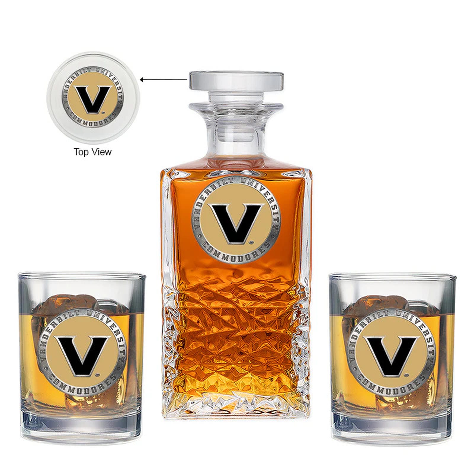 Vanderbilt University Heritage Decanter with 2 Glasses - Sports Gifts, Sports Memorabilia, Sports Collectibles, Fan Shop