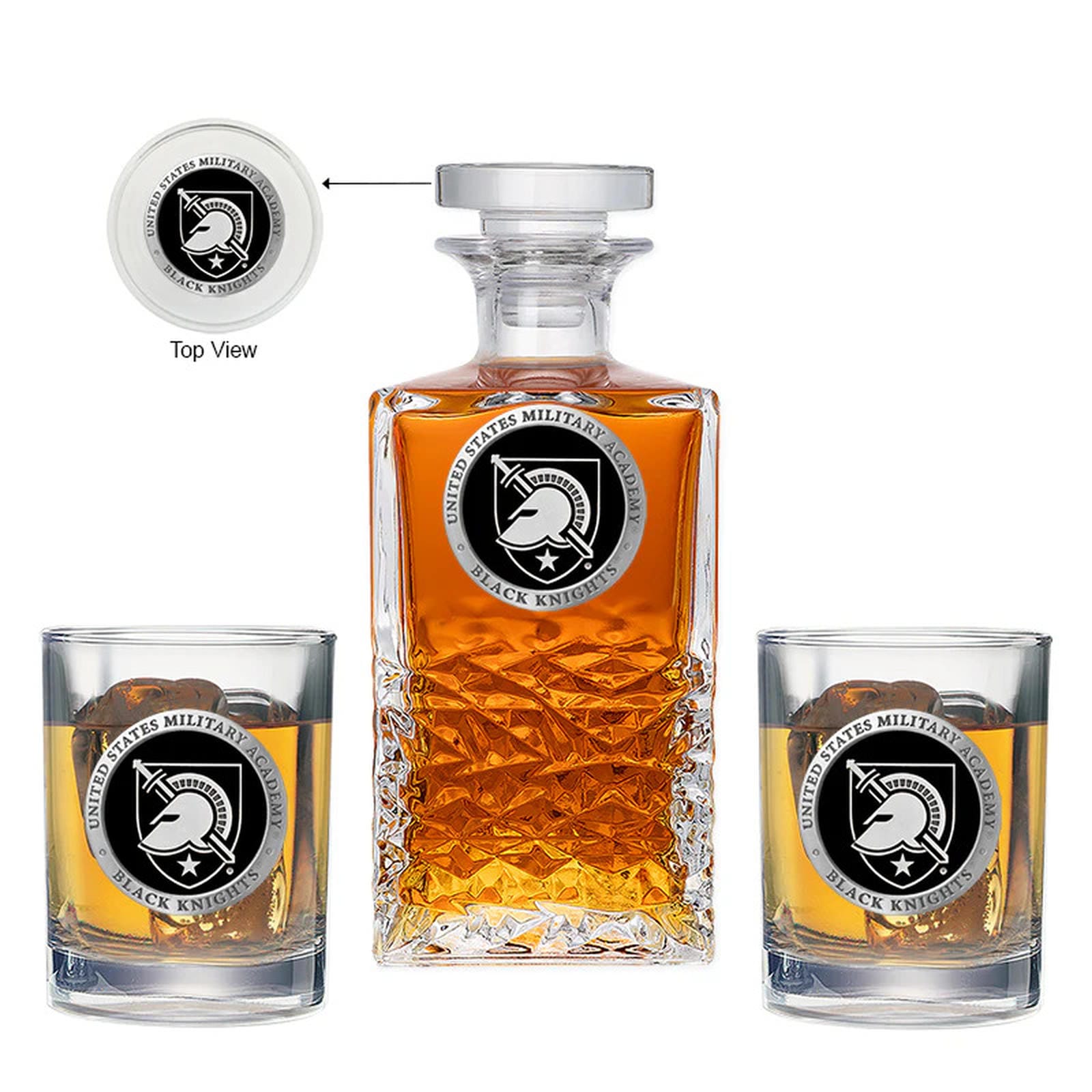 United States Military Academy Black Knights Heritage Decanter with 2 Glasses - Sports Gifts, Sports Memorabilia, Sports Collectibles, Fan Shop