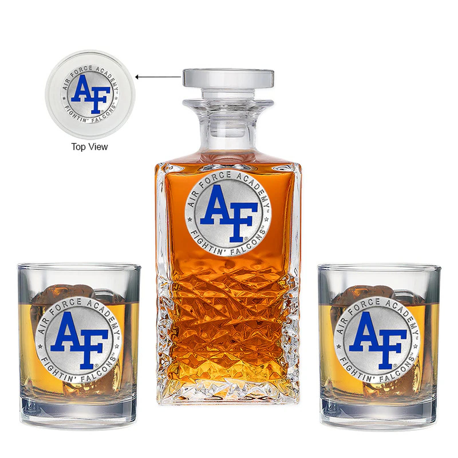 US Air Force Academy Heritage Decanter with 2 Glasses - Sports Gifts, Sports Memorabilia, Sports Collectibles, Fan Shop