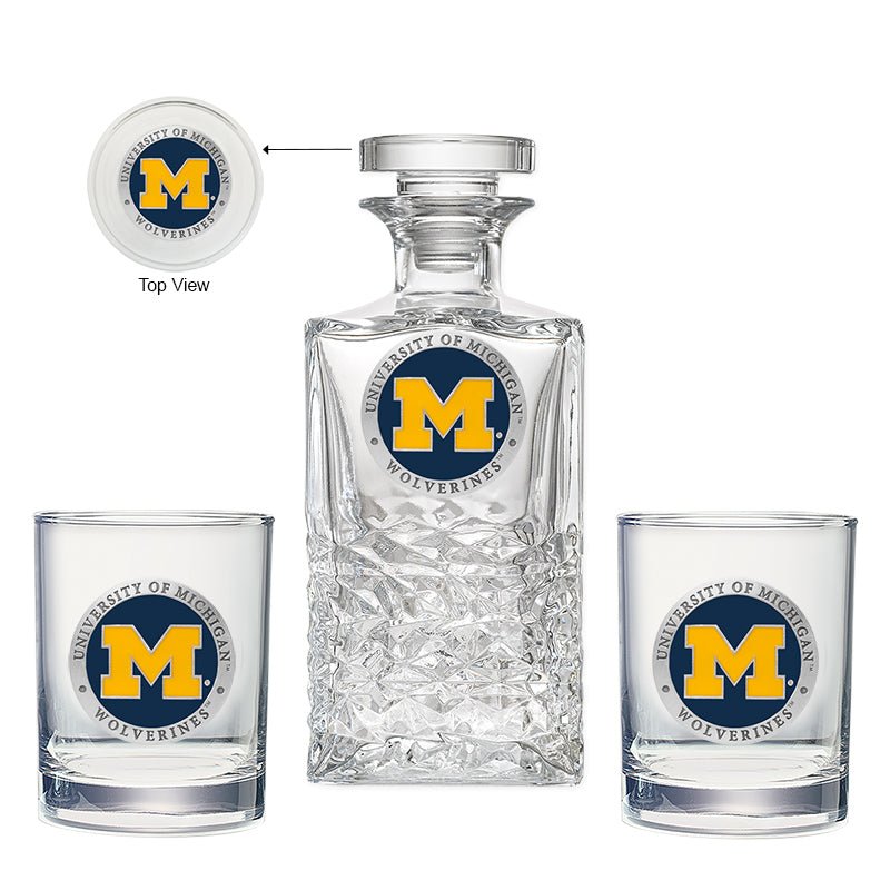 University of Michigan Heritage Decanter with 2 Glasses - Sports Gifts, Sports Memorabilia, Sports Collectibles, Fan Shop