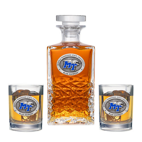 Middle Tennessee State University Heritage Decanter with 2 Glasses - Sports Collectibles, Sports Memorabilia, Sports Fan Shop, Sports Gifts
