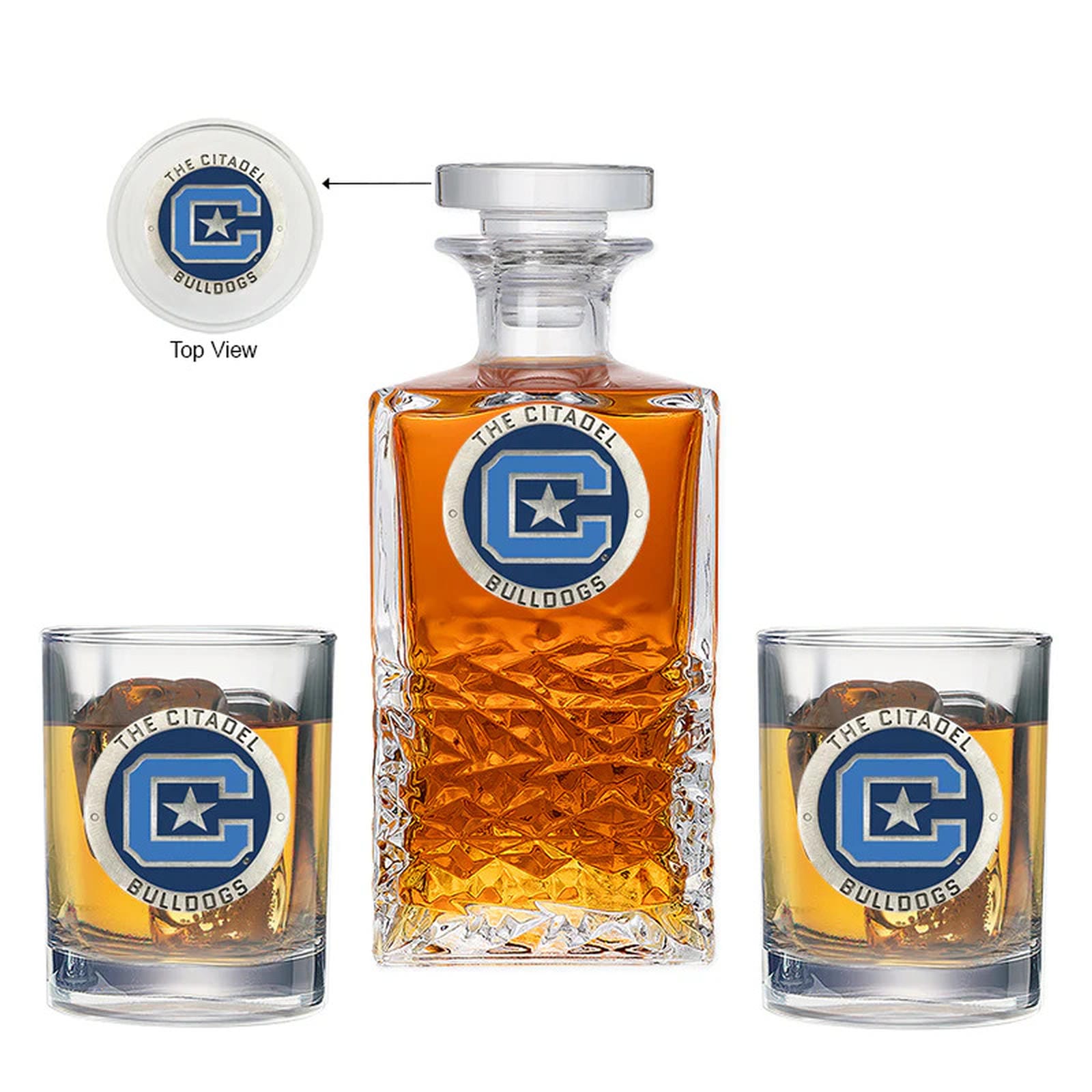The Citadel Heritage Decanter with 2 Glasses - Sports Gifts, Sports Memorabilia, Sports Collectibles, Fan Shop