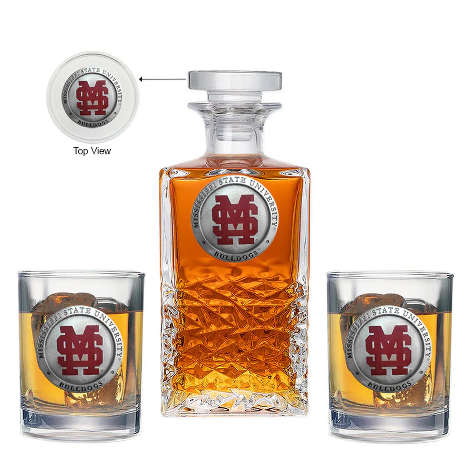 Mississippi State Baseball Logo Heritage Decanter with 2 Glasses - Sports Gifts, Sports Memorabilia, Sports Collectibles, Fan Shop