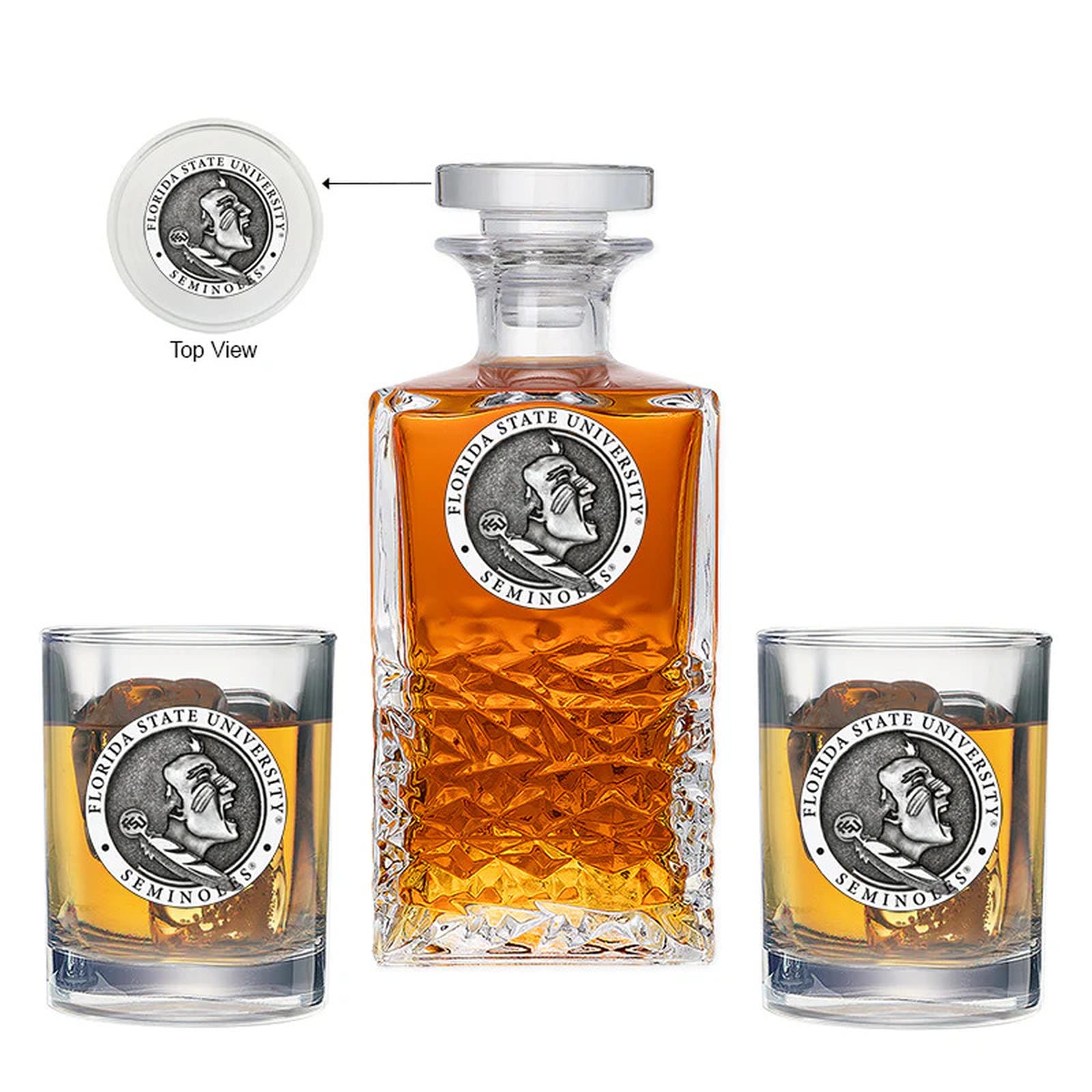 Florida State University Seminoles Heritage Decanter with 2 Glasses - Sports Gifts, Sports Memorabilia, Sports Collectibles, Fan Shop