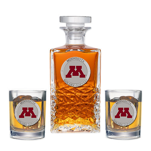 University of Minnesota Heritage Decanter with 2 Glasses - Sports Collectibles, Sports Memorabilia, Sports Fan Shop, Sports Gifts