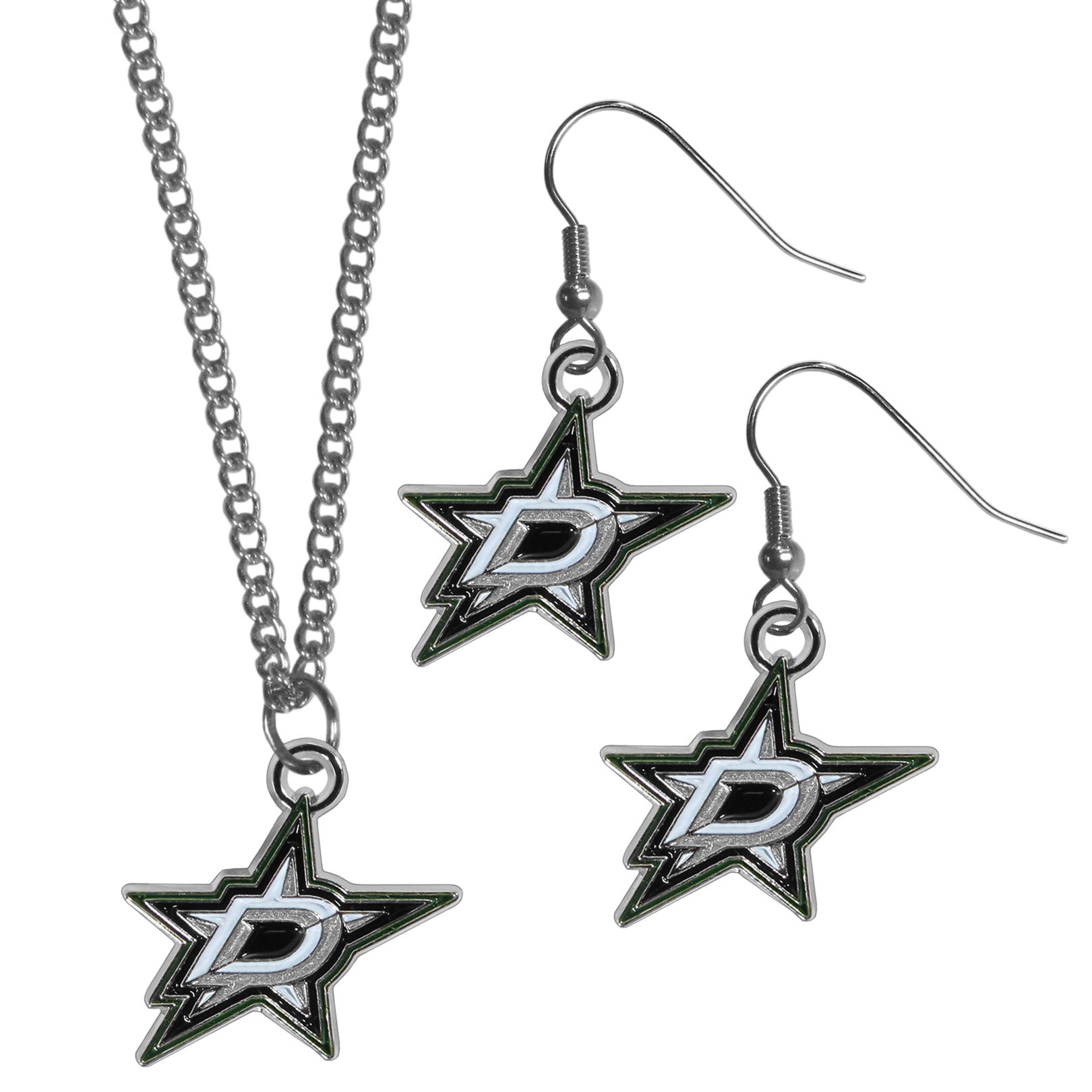 Dallas Stars??? Dangle Earrings and Chain Necklace Set