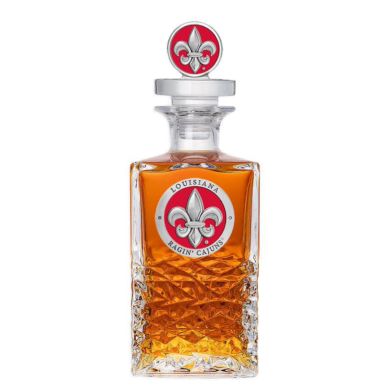 The University of Louisiana At Lafayette Heritage Decanter with 3D Top - Sports Collectibles, Sports Memorabilia, Sports Fan Shop, Sports Gifts