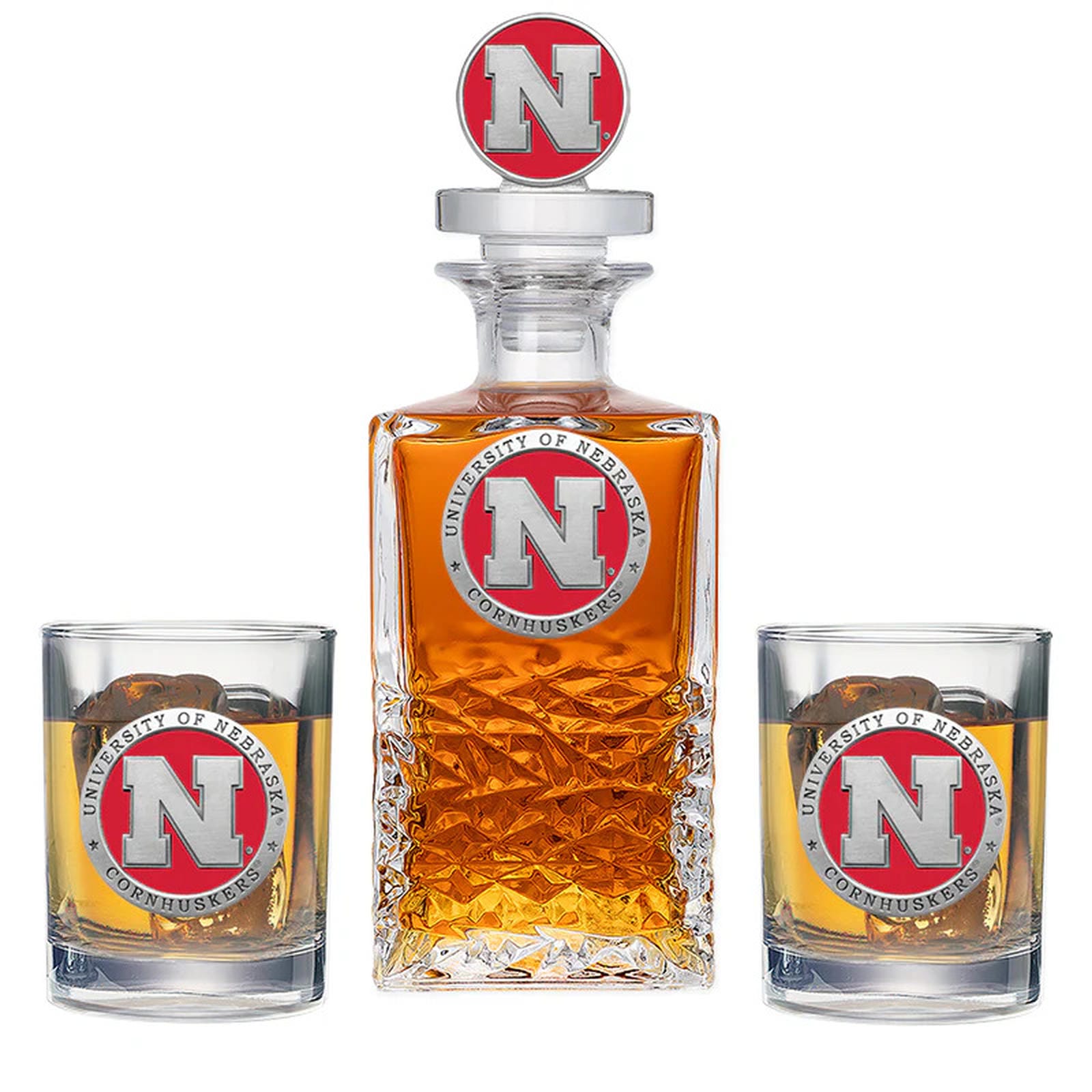 University of Nebraska Heritage Decanter with 2 Glasses - Sports Gifts, Sports Memorabilia, Sports Collectibles, Fan Shop