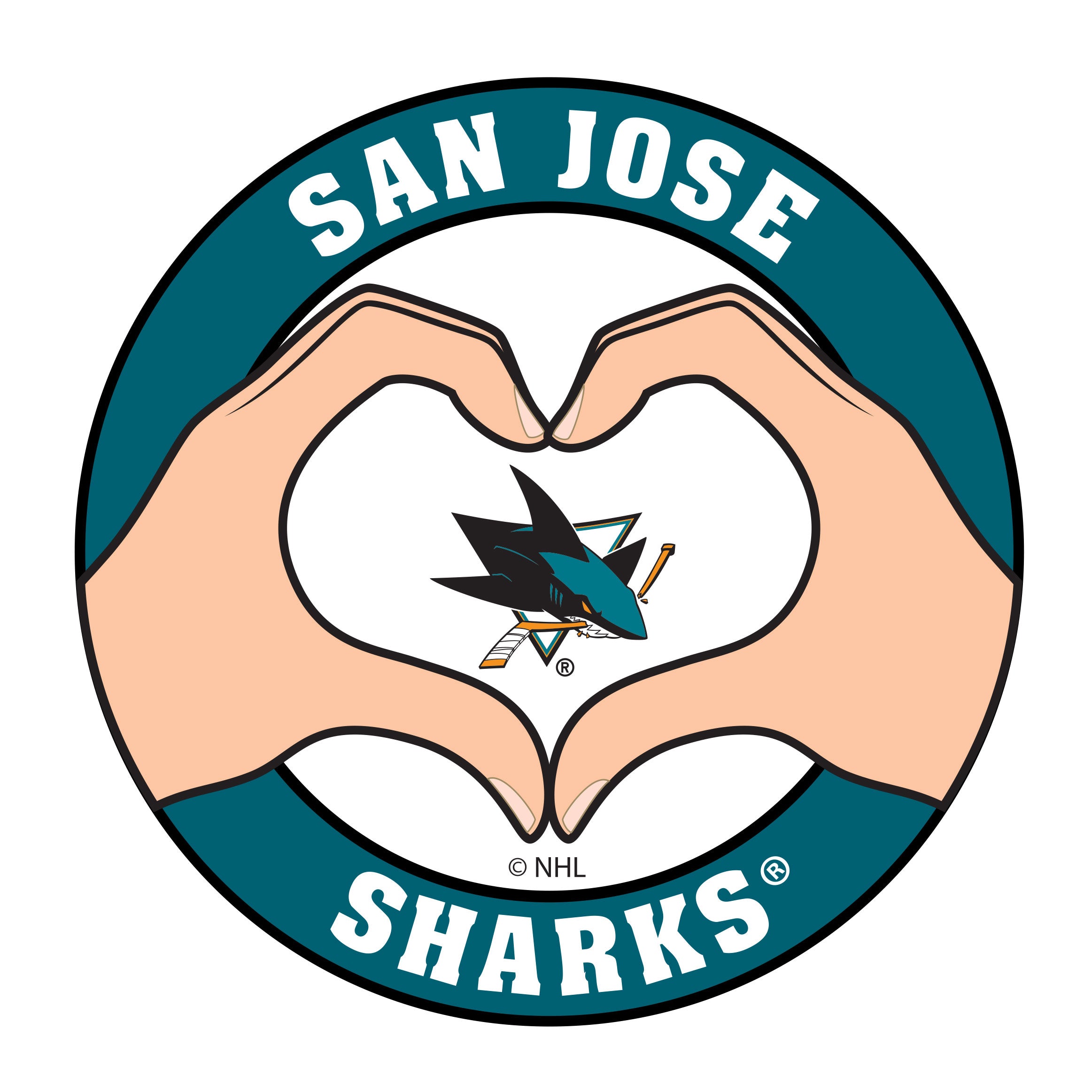 San Jose Sharks Heart Hands Decal