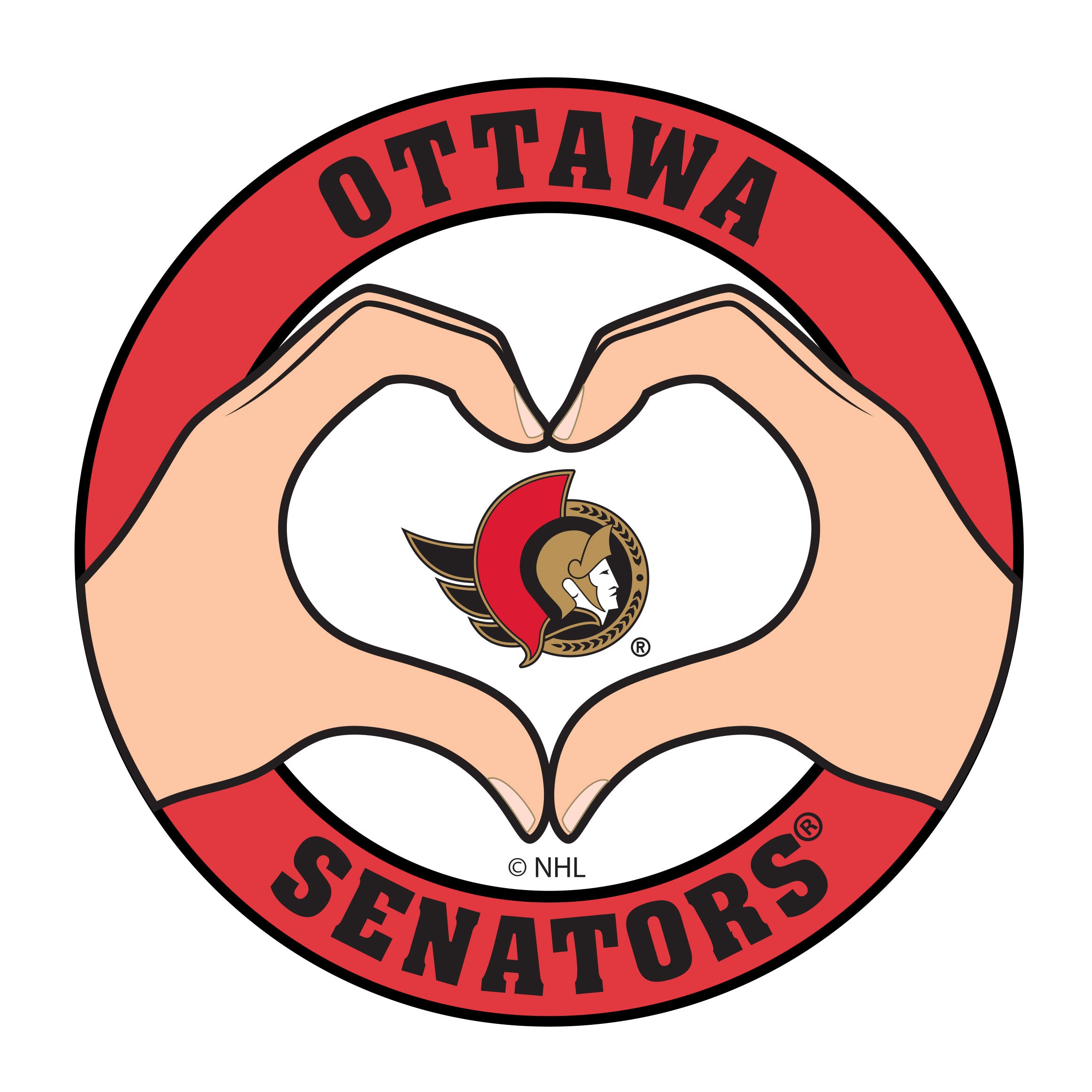 Ottawa Senators Heart Hands Decal