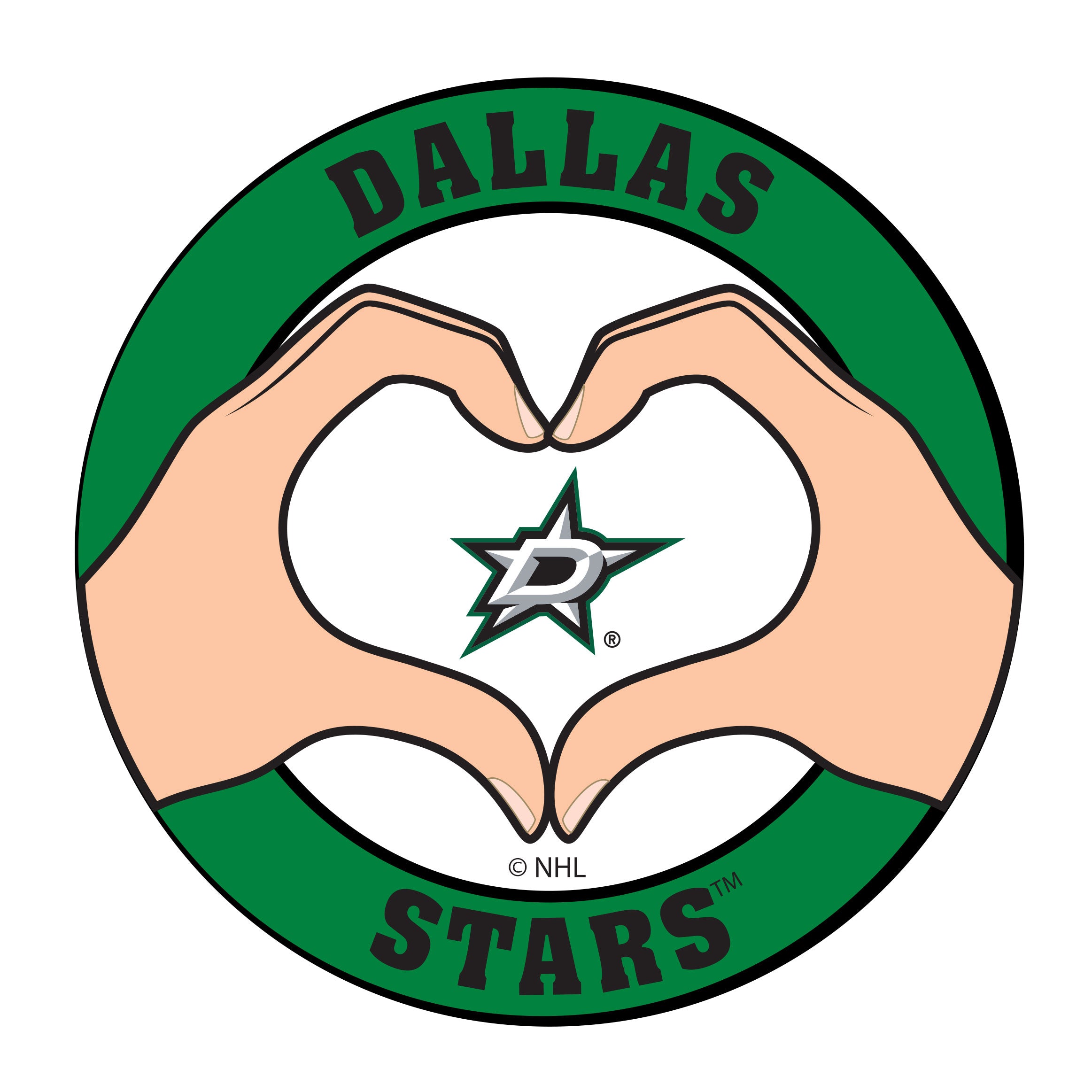 Dallas Stars Heart Hands Decal