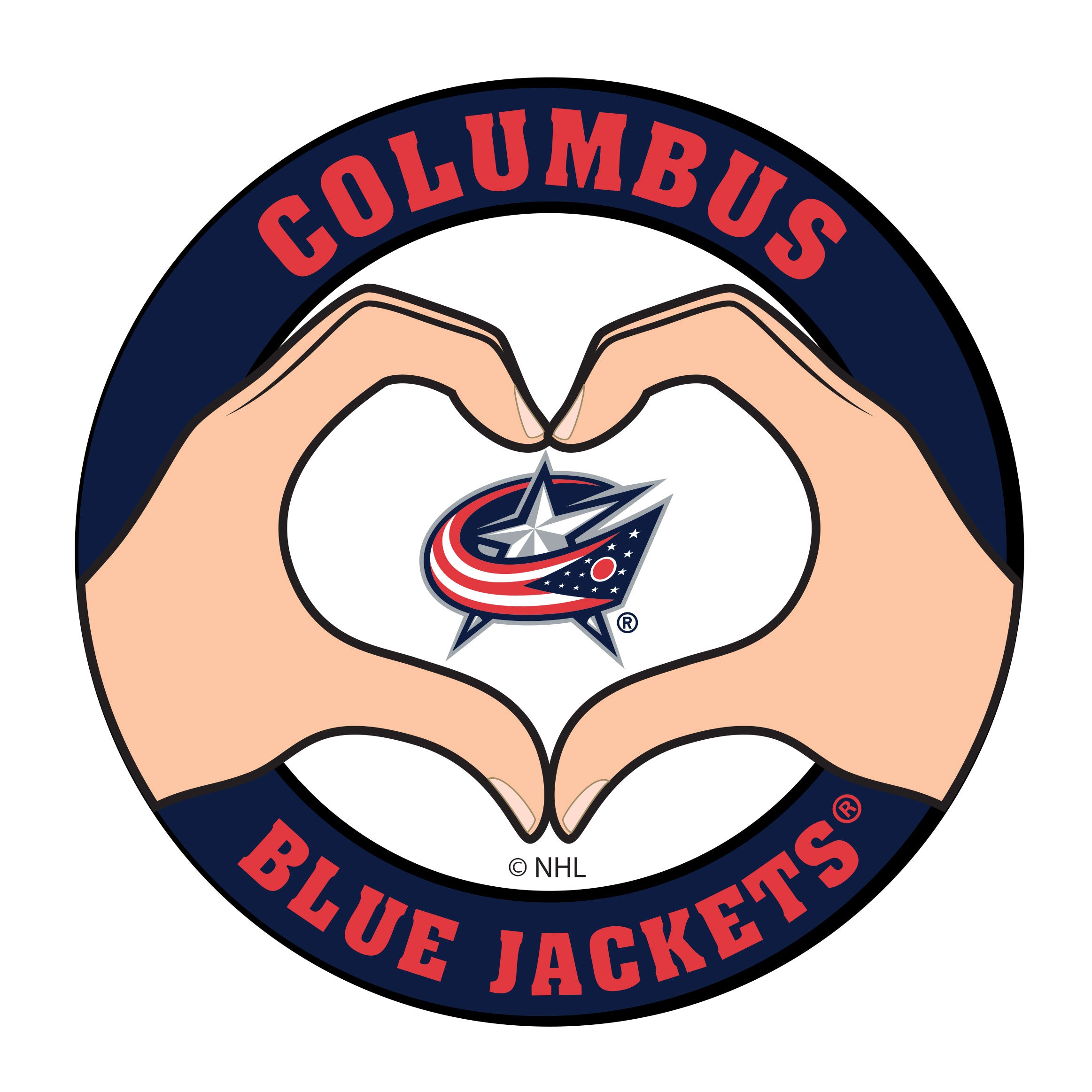 Columbus Blue Jackets Heart Hands Decal