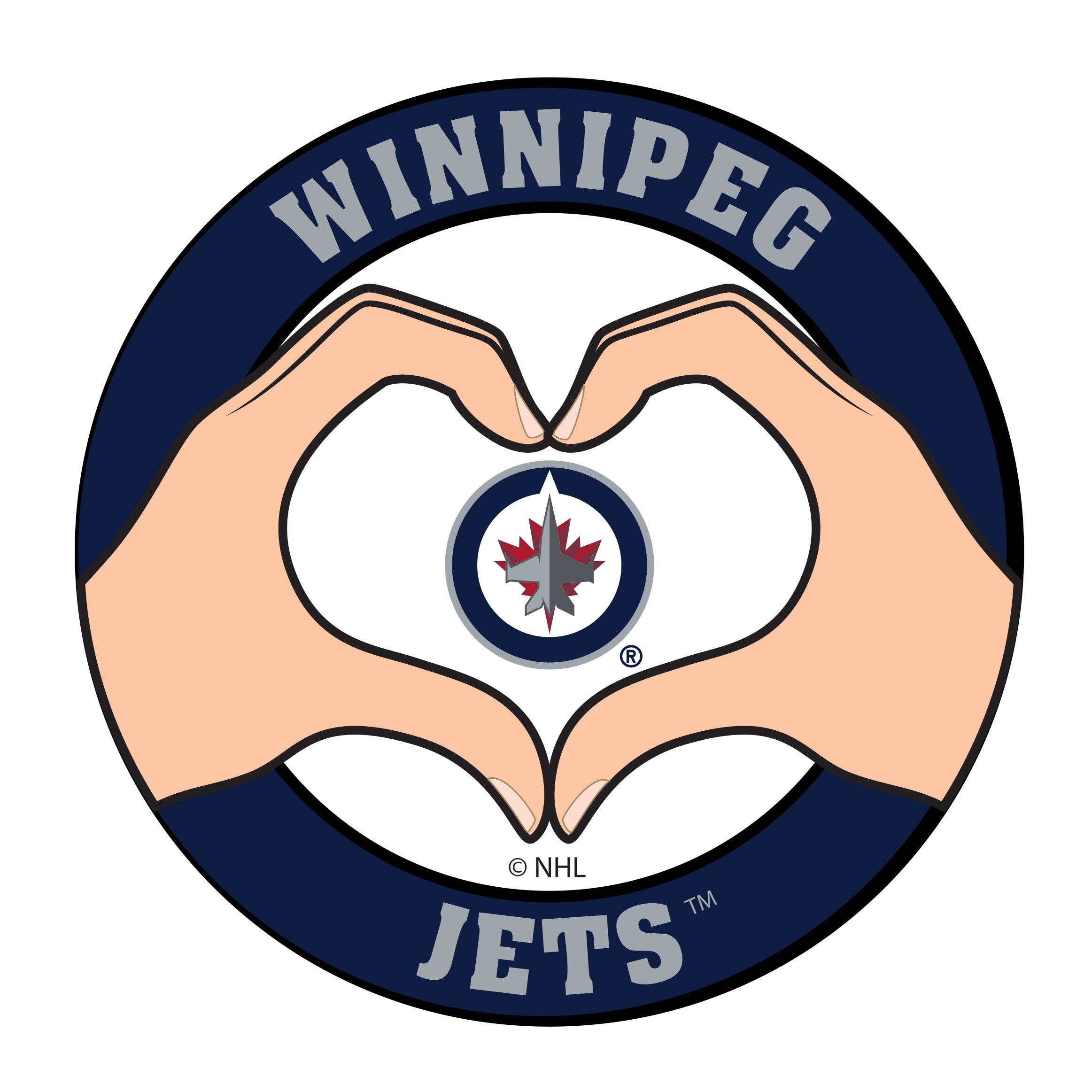 Winnipeg Jets Heart Hands Decal