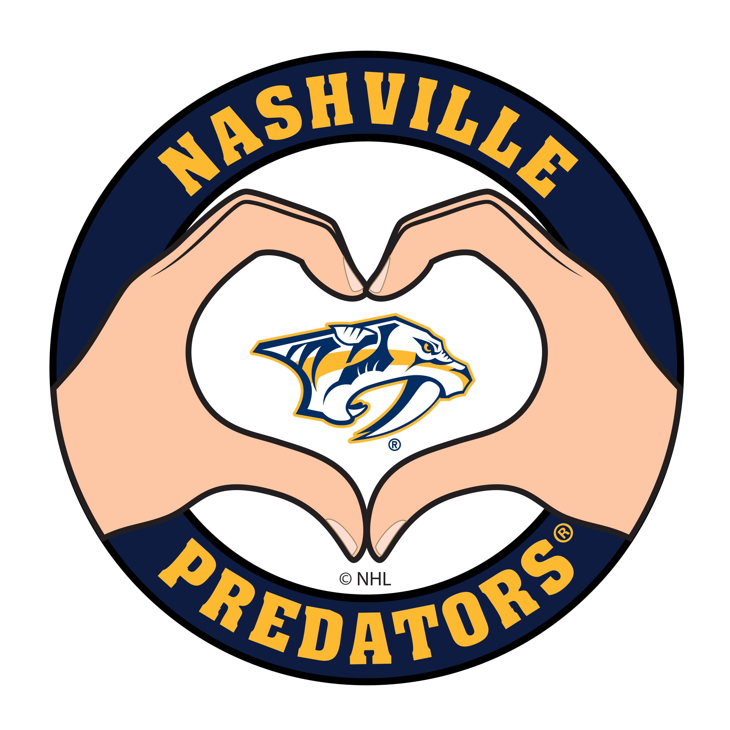 Nashville Predators Heart Hands Decal