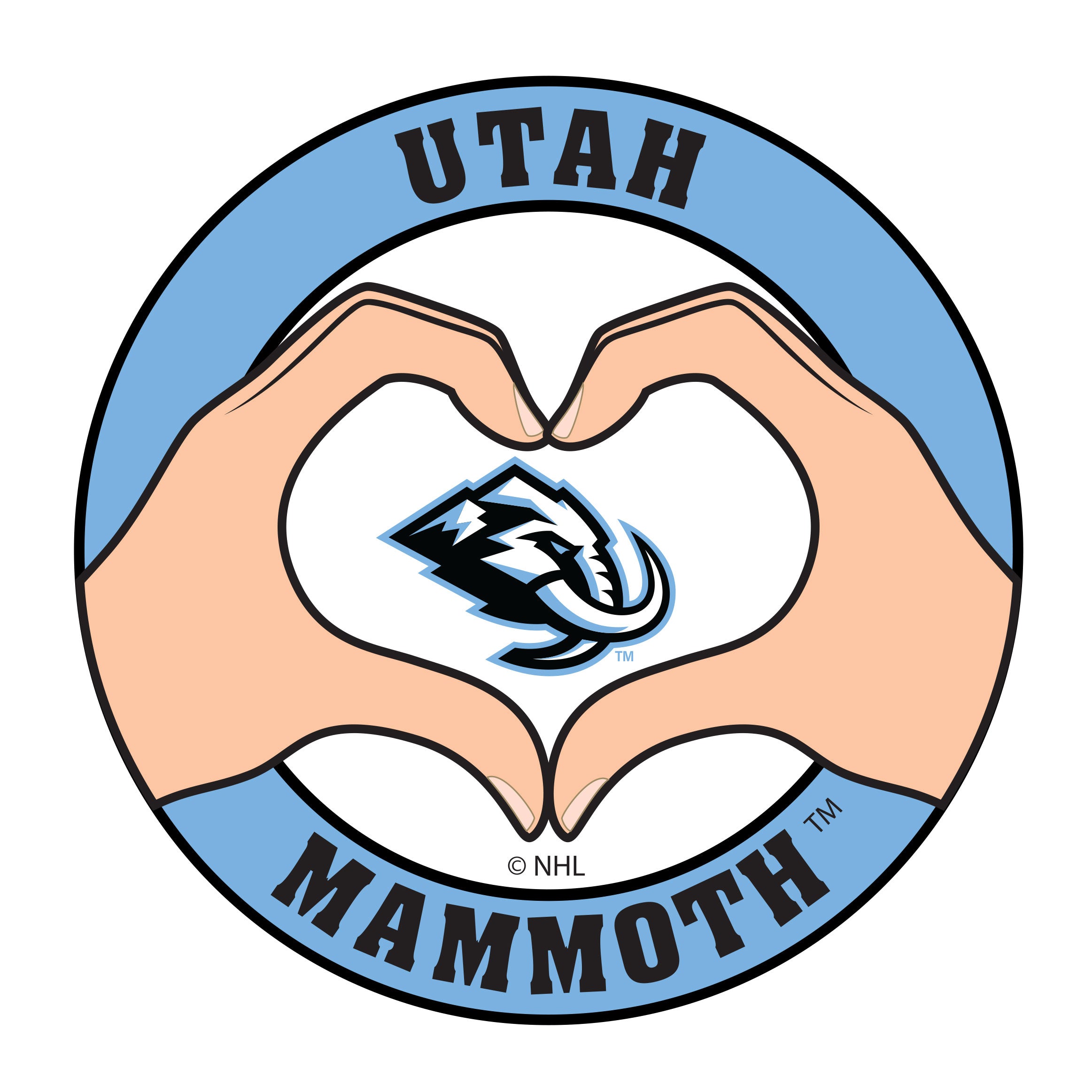 Utah Mammoth Heart Hands Decal