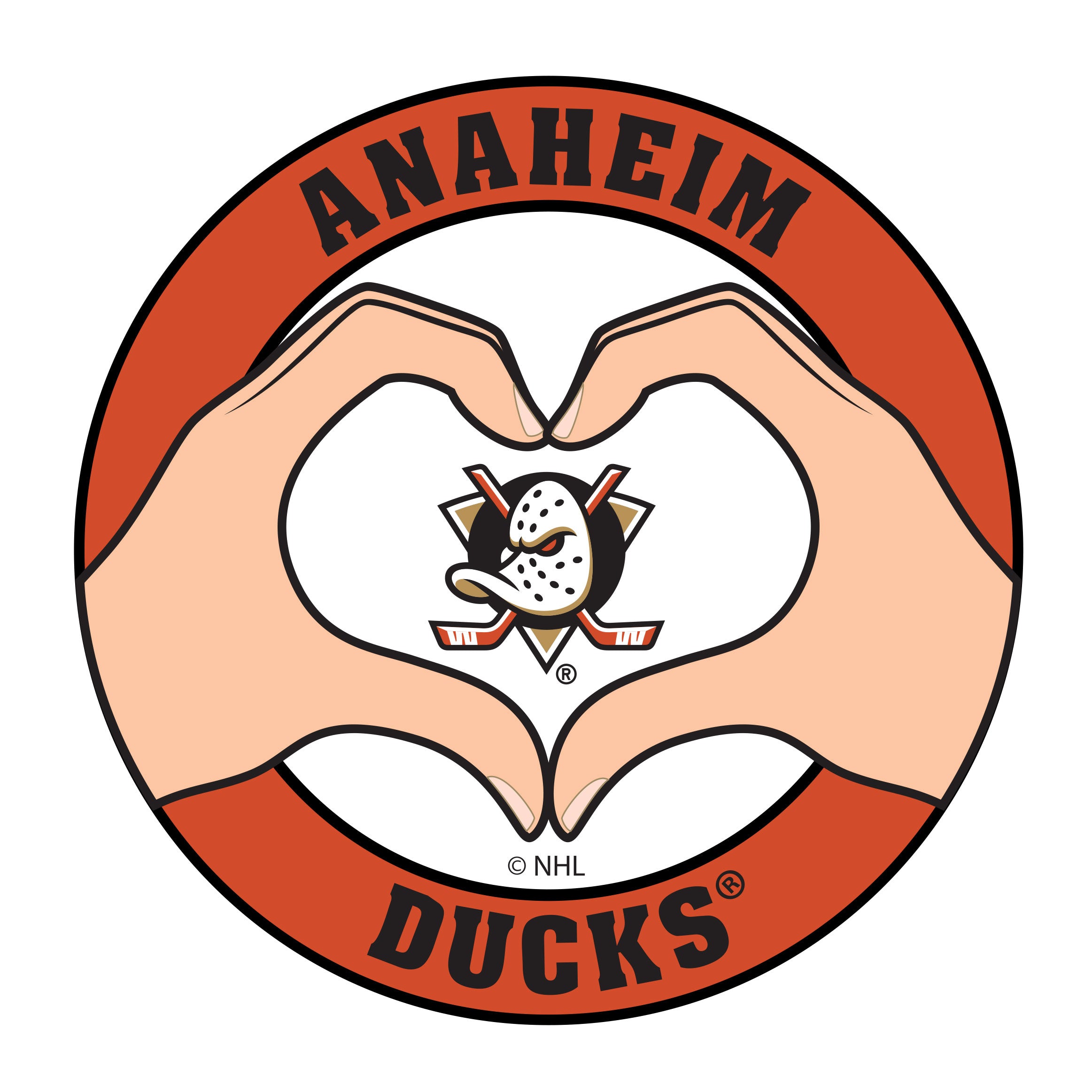 Anaheim Ducks Heart Hands Decal