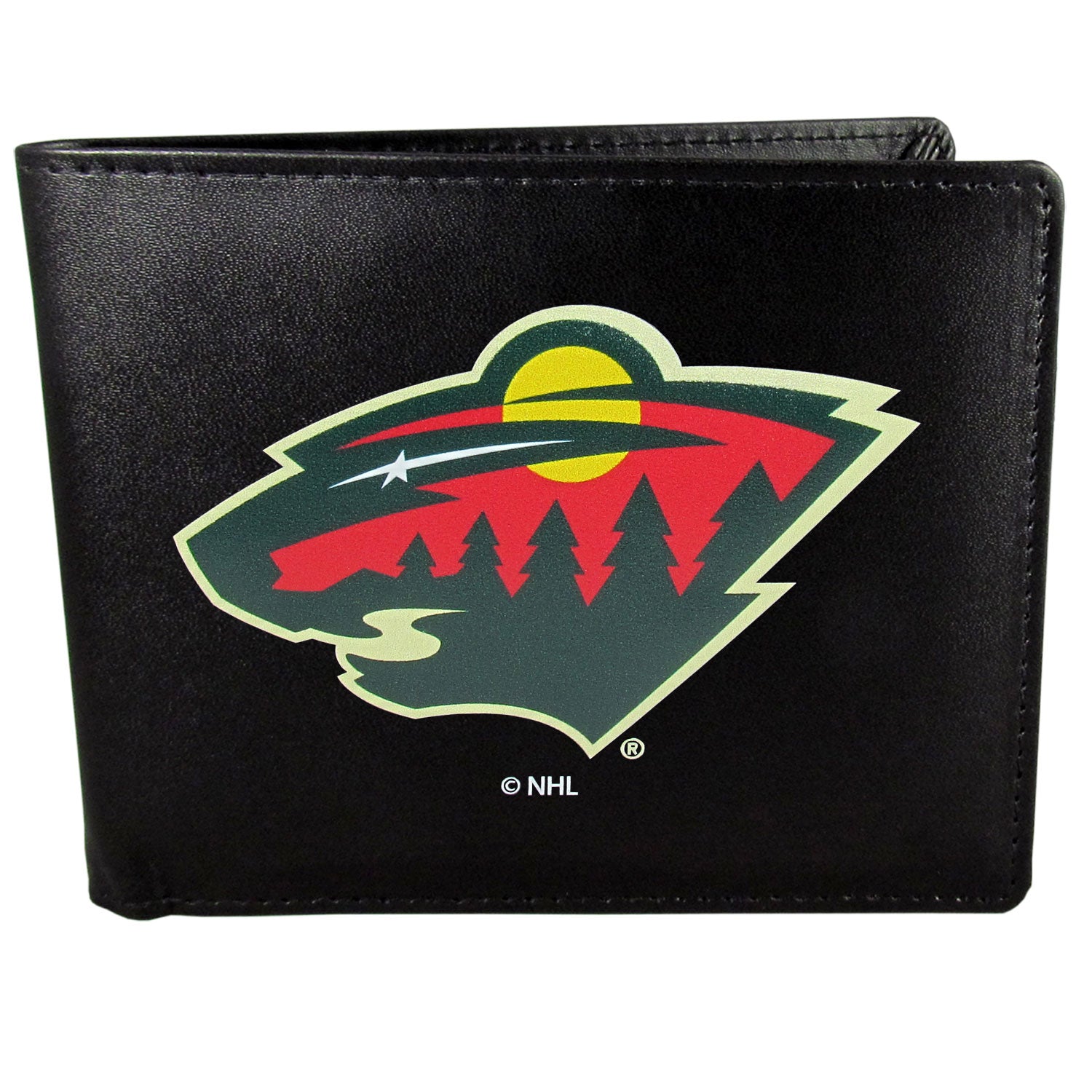 Minnesota Wild Leather Bi-fold Wallet, Large Logo