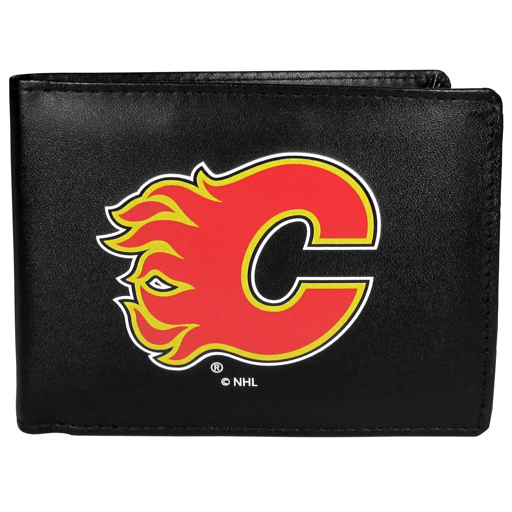 Calgary Flames Leather Bi-fold Wallet, Large Logo