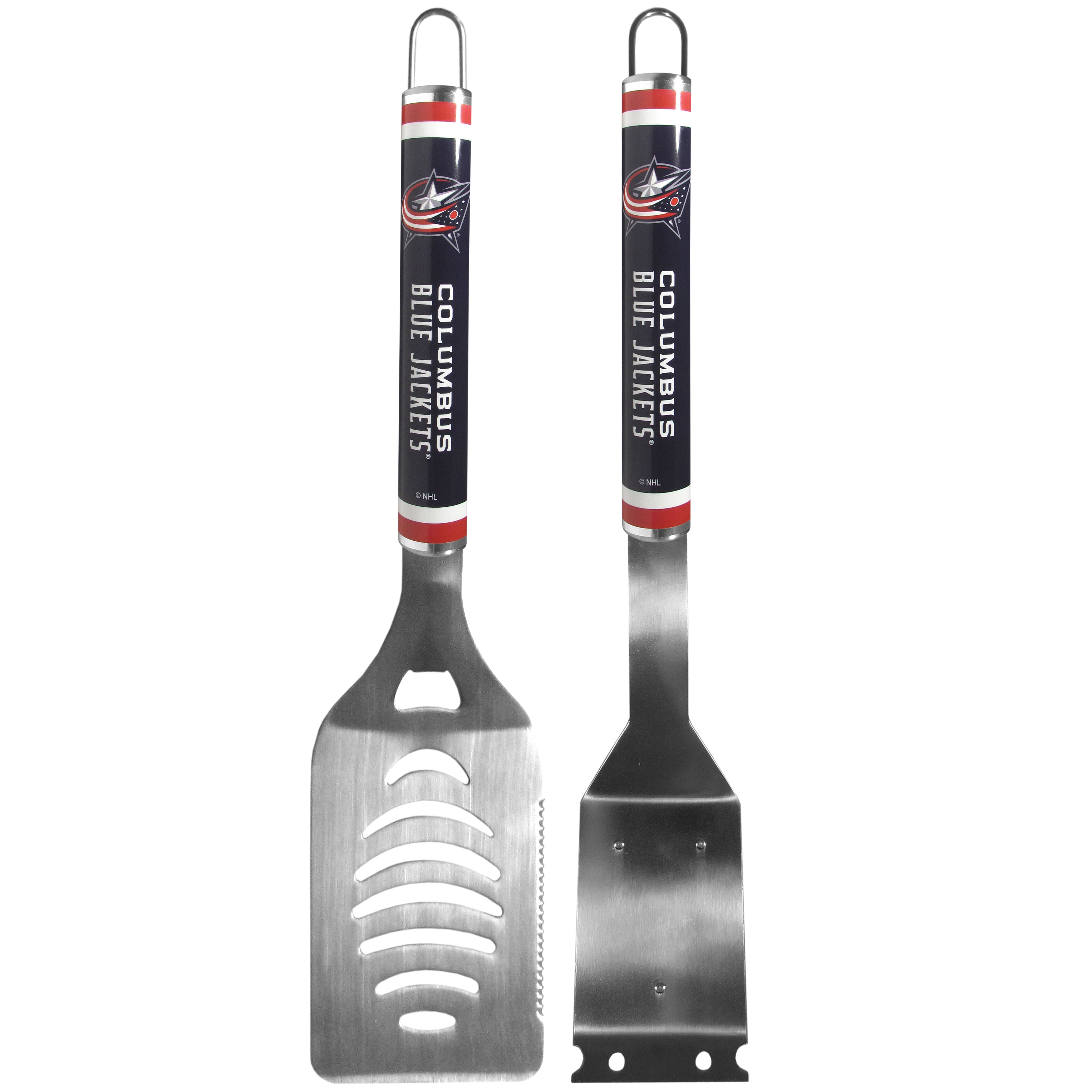Columbus Blue Jackets Logo Grill Brush/Scraper and Spatula