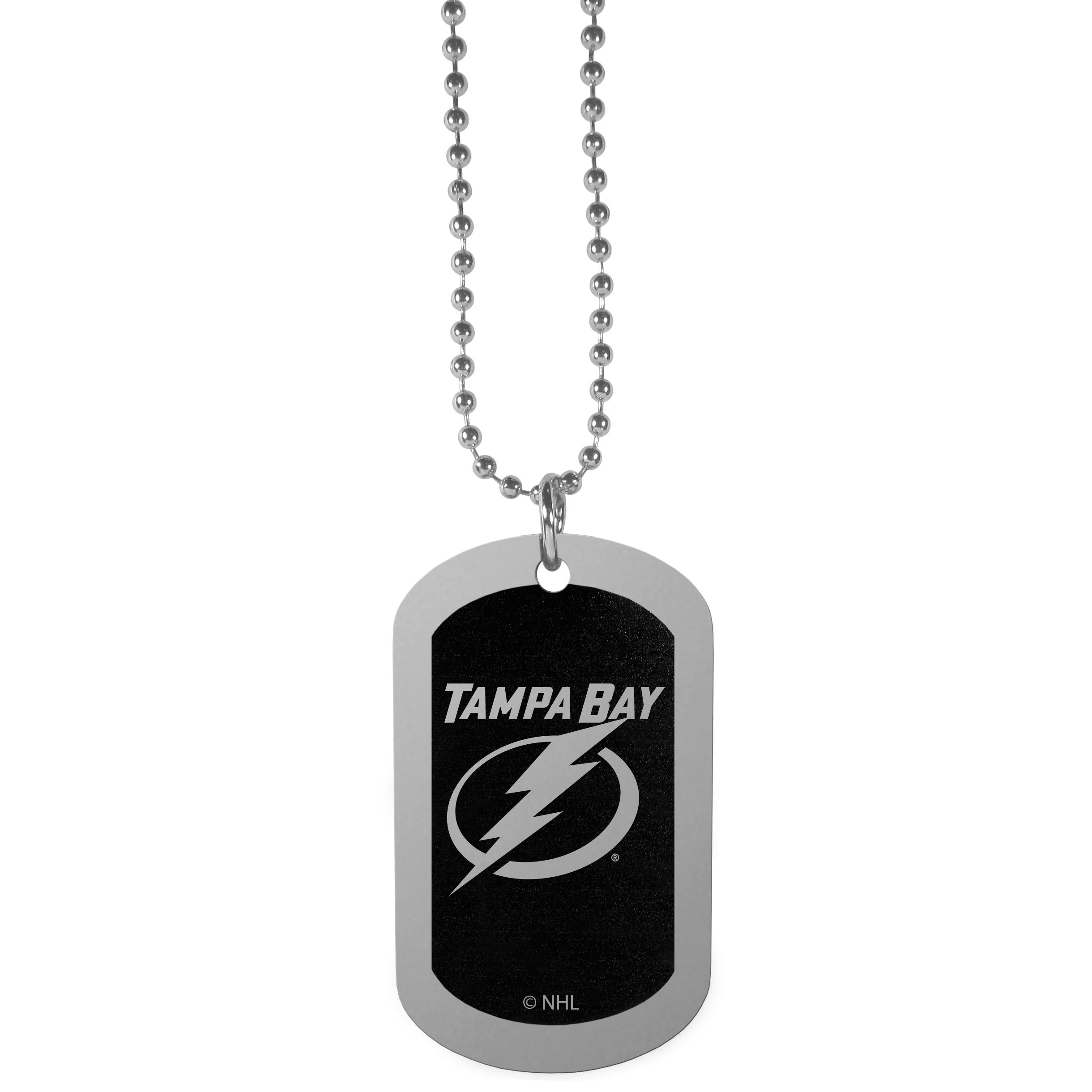Tampa Bay Lightning Chrome Tag Necklace