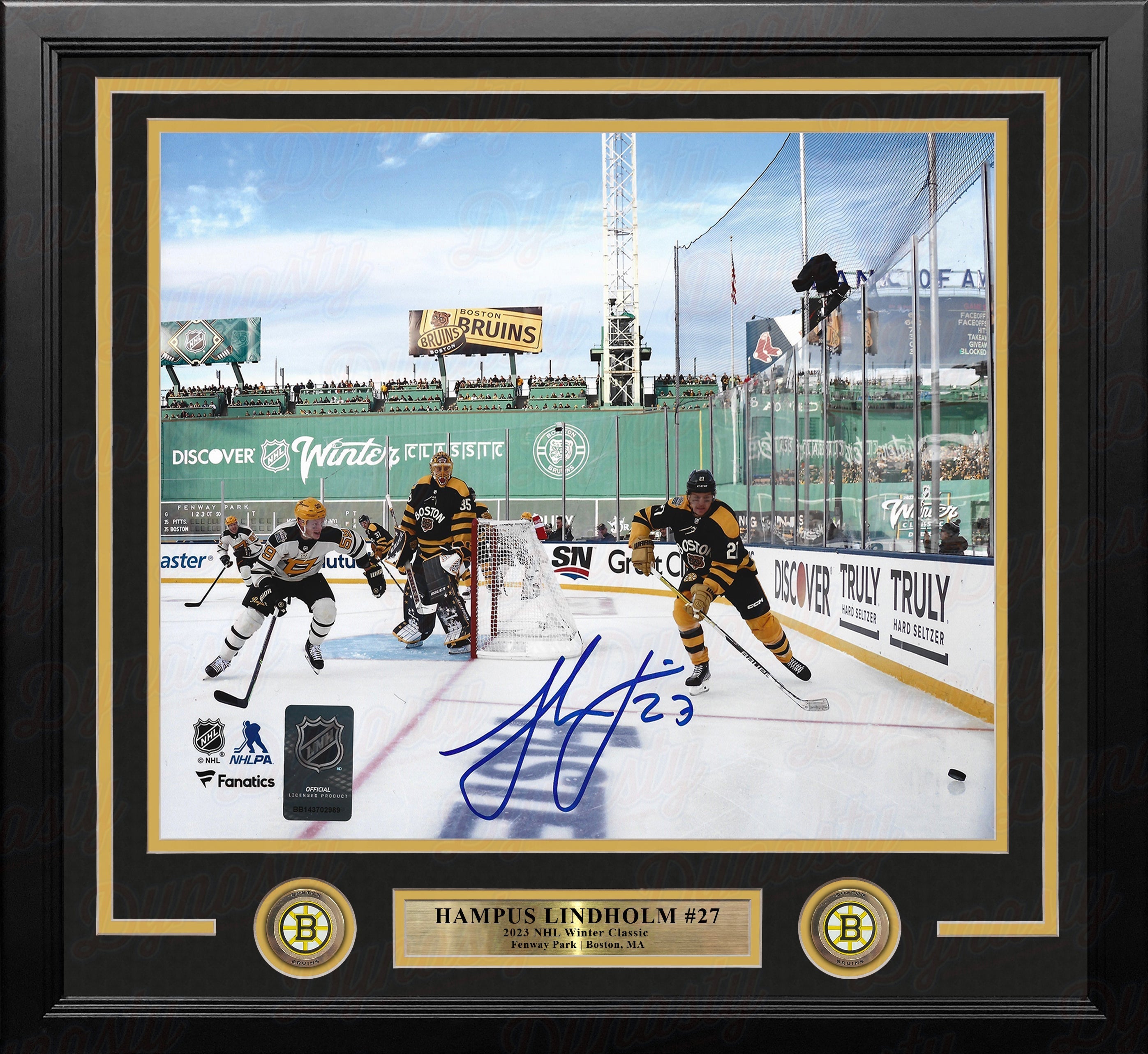 Hampus Lindholm Winter Classic Fenway Green Monster Boston Bruins Autographed 11x14 Framed Photo - Sports Gifts, Sports Memorabilia, Sports Collectibles, Fan Shop
