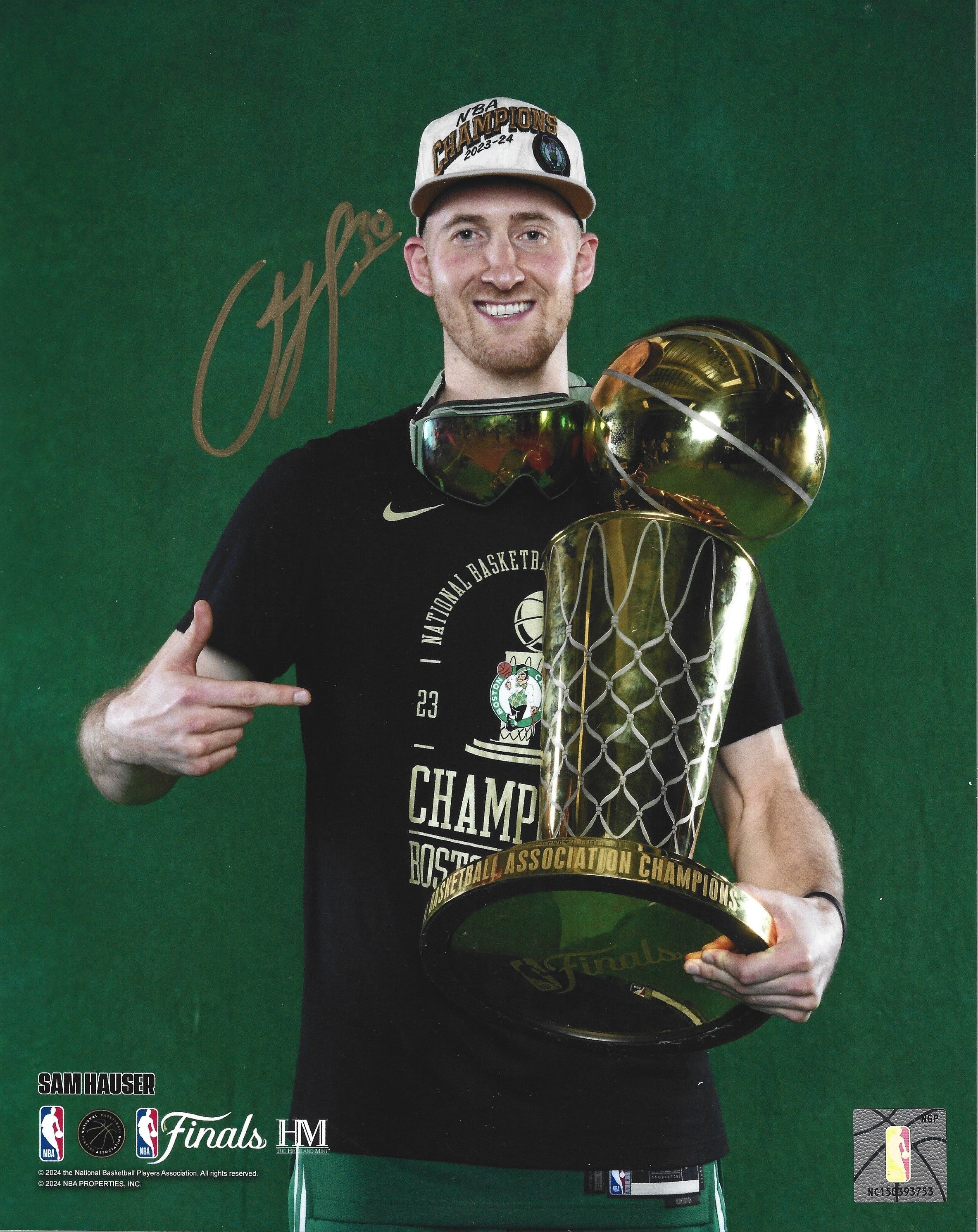 Sam Hauser 2024 NBA Trophy Autographed Boston Celtics 8" x 10" Championship Photo - Sports Collectibles, Sports Memorabilia, Sports Fan Shop, Sports Gifts