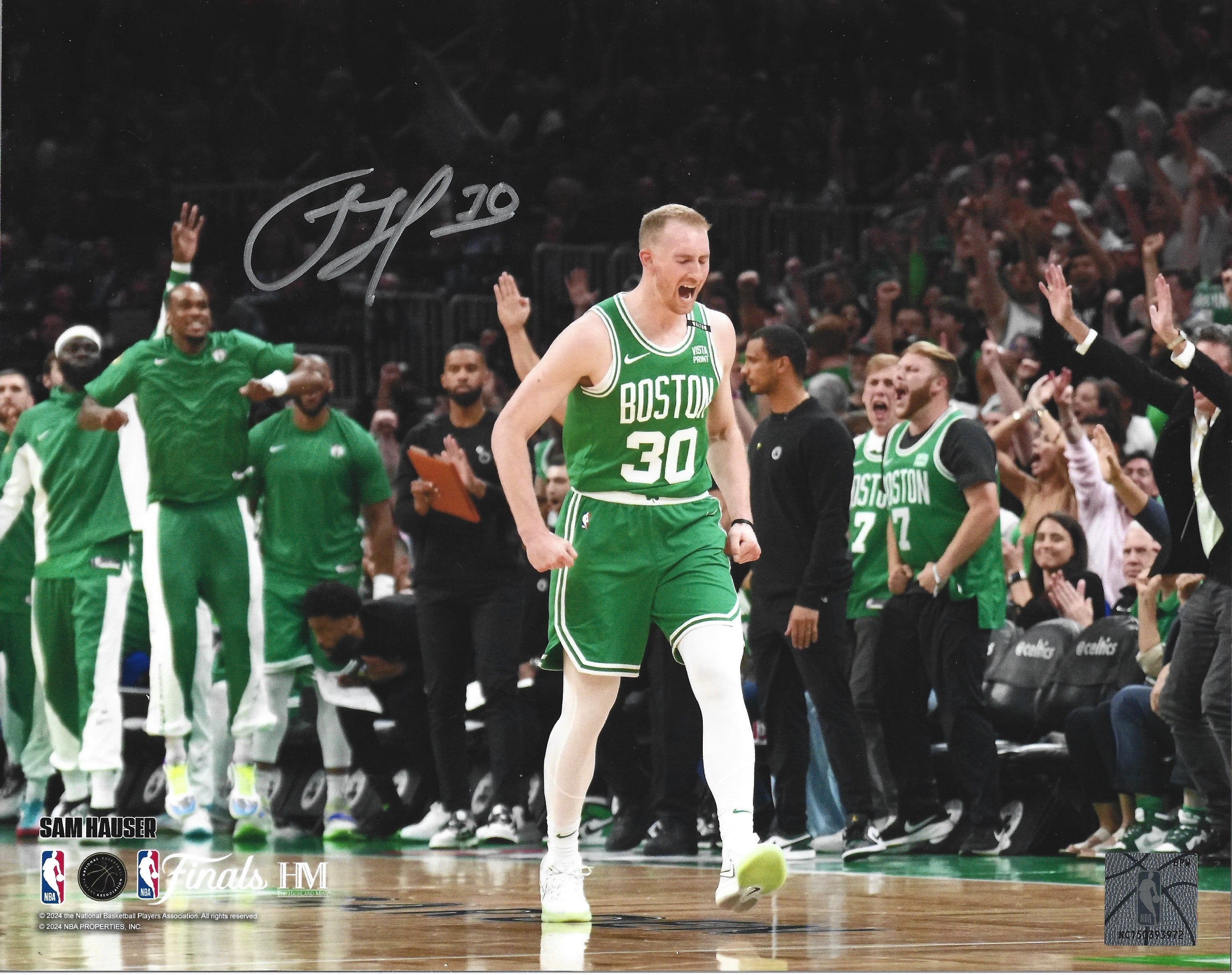 Sam Hauser Celebration Autographed Boston Celtics 8" x 10" NBA Finals Photo - Sports Collectibles, Sports Memorabilia, Sports Fan Shop, Sports Gifts