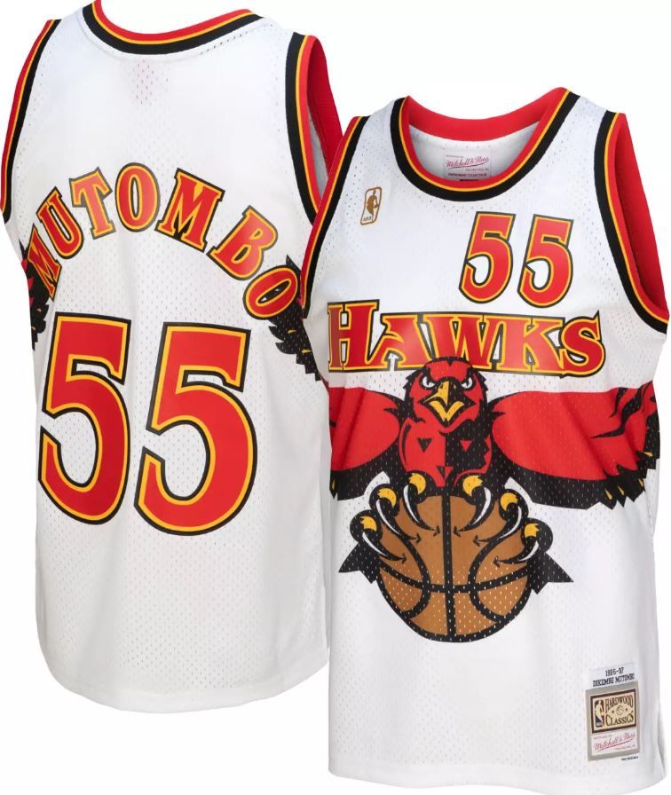 Dikembe Mutombo Atlanta Hawks Mitchell & Ness White Hardwood Classics 1996-97 Swingman Jersey - Sports Collectibles, Sports Memorabilia, Sports Fan Shop, Sports Gifts