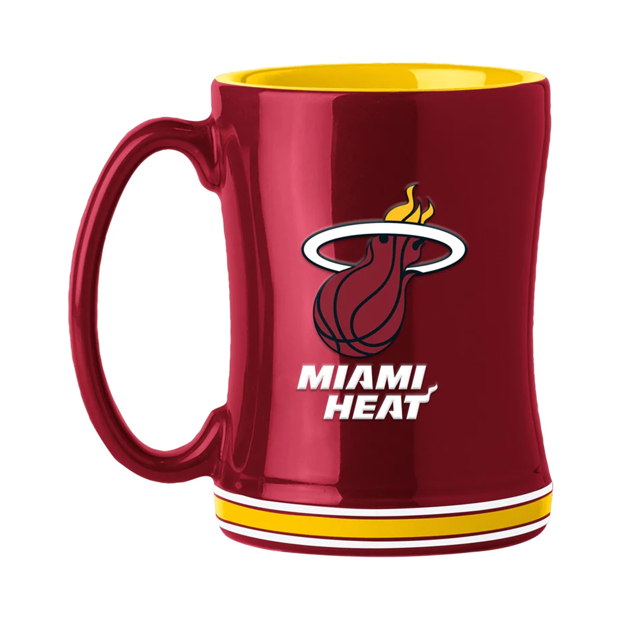 Miami Heat Coffee Mug 14oz Sculpted Relief Team Color - Sports Collectibles, Sports Memorabilia, Sports Fan Shop, Sports Gifts