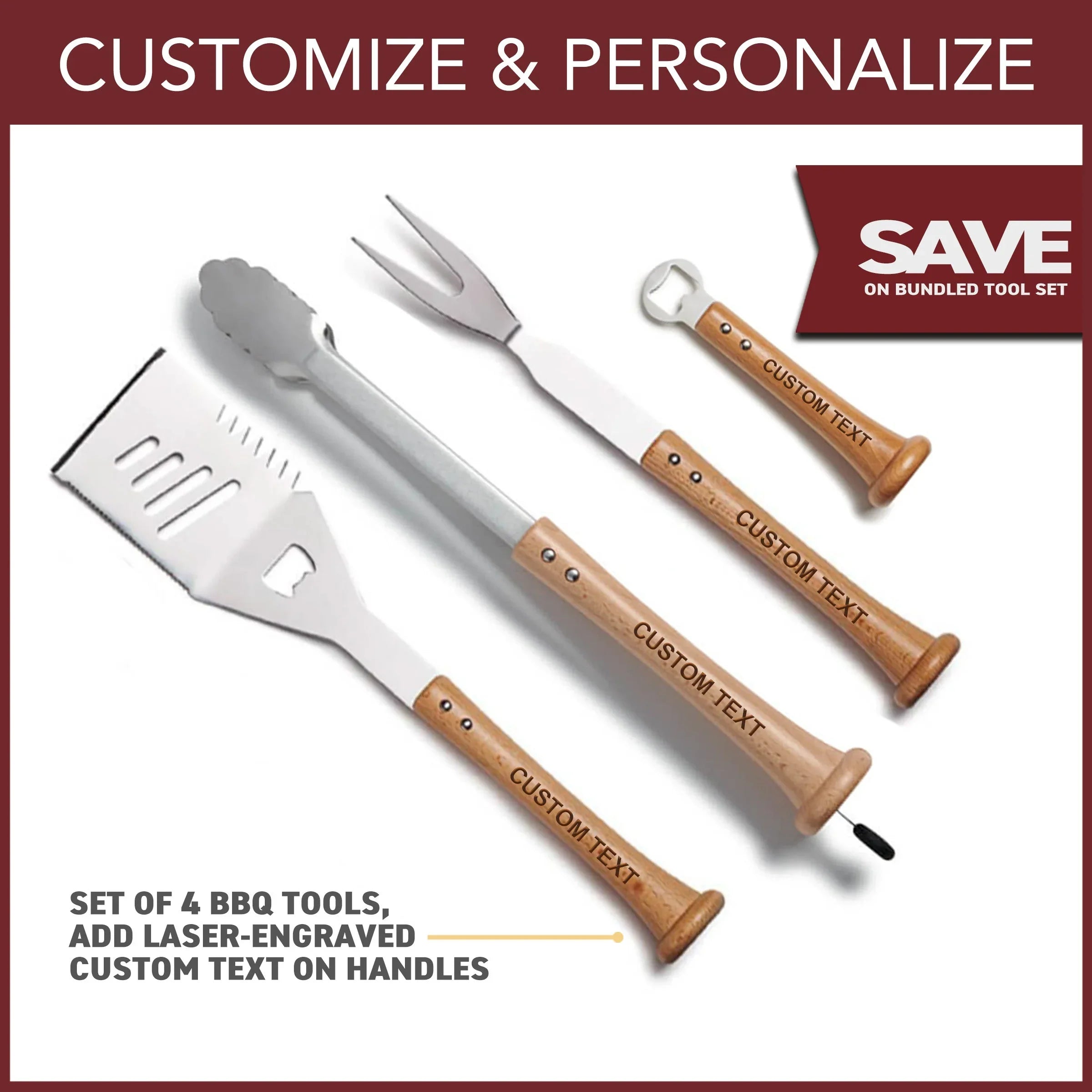 "Home Run" Grill Set with Customized Handles - Sports Collectibles, Sports Memorabilia, Sports Fan Shop, Sports Gifts