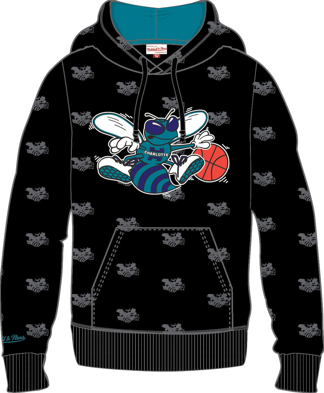 Charlotte Hornets Mitchell & Ness All Over Print Fleece Hoodie - Sports Collectibles, Sports Memorabilia, Sports Fan Shop, Sports Gifts