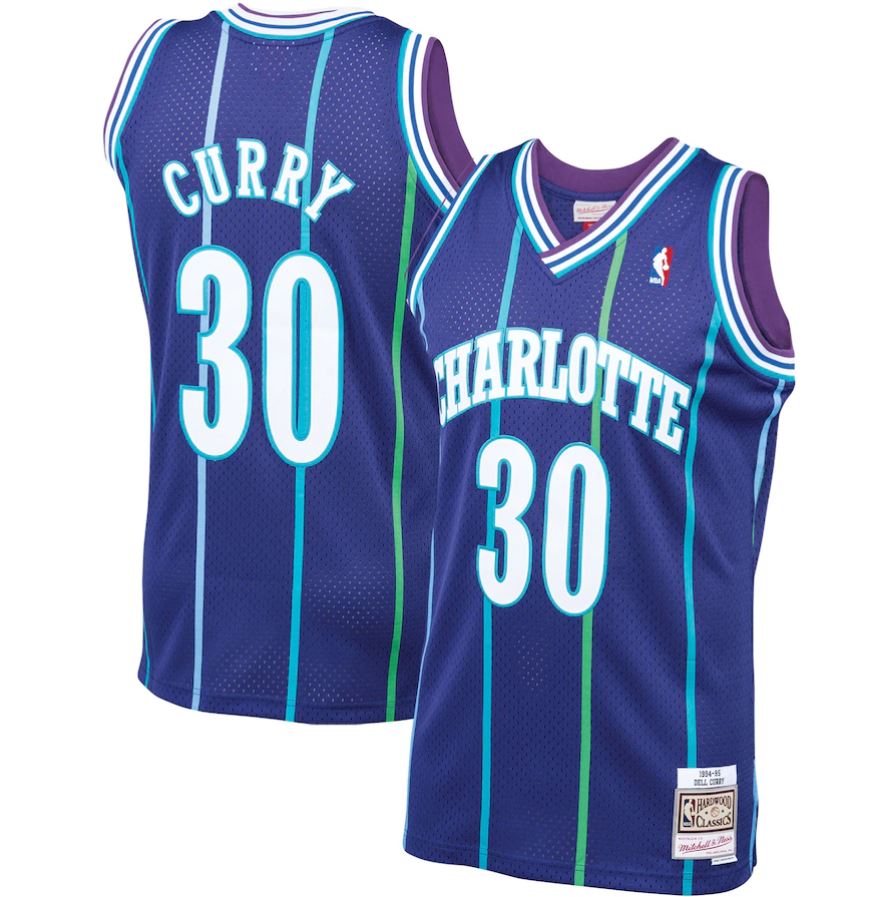 Dell Curry Charlotte Hornets Mitchell & Ness Purple Hardwood Classics 1994-95 Swingman Jersey - Sports Collectibles, Sports Memorabilia, Sports Fan Shop, Sports Gifts