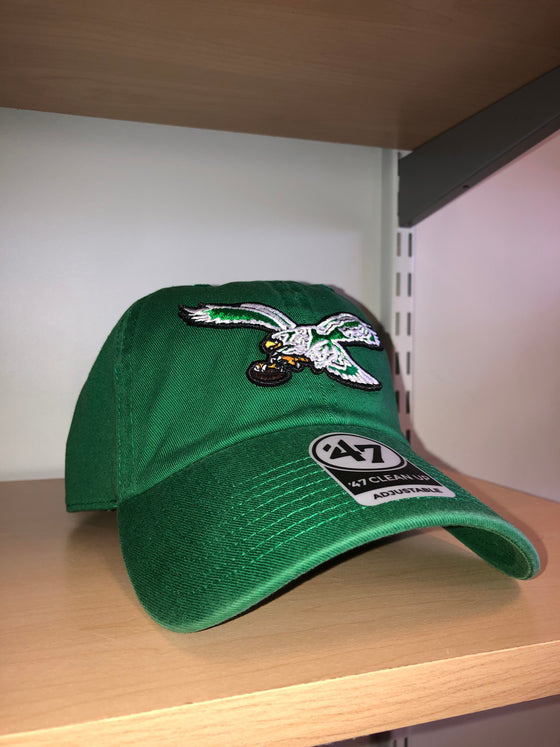 Philadelphia Eagles 47 Brand Clean-Up Vintage Throwback Kelly Green Adjustable Strapback Hat OSFM - 757 Sports Collectibles