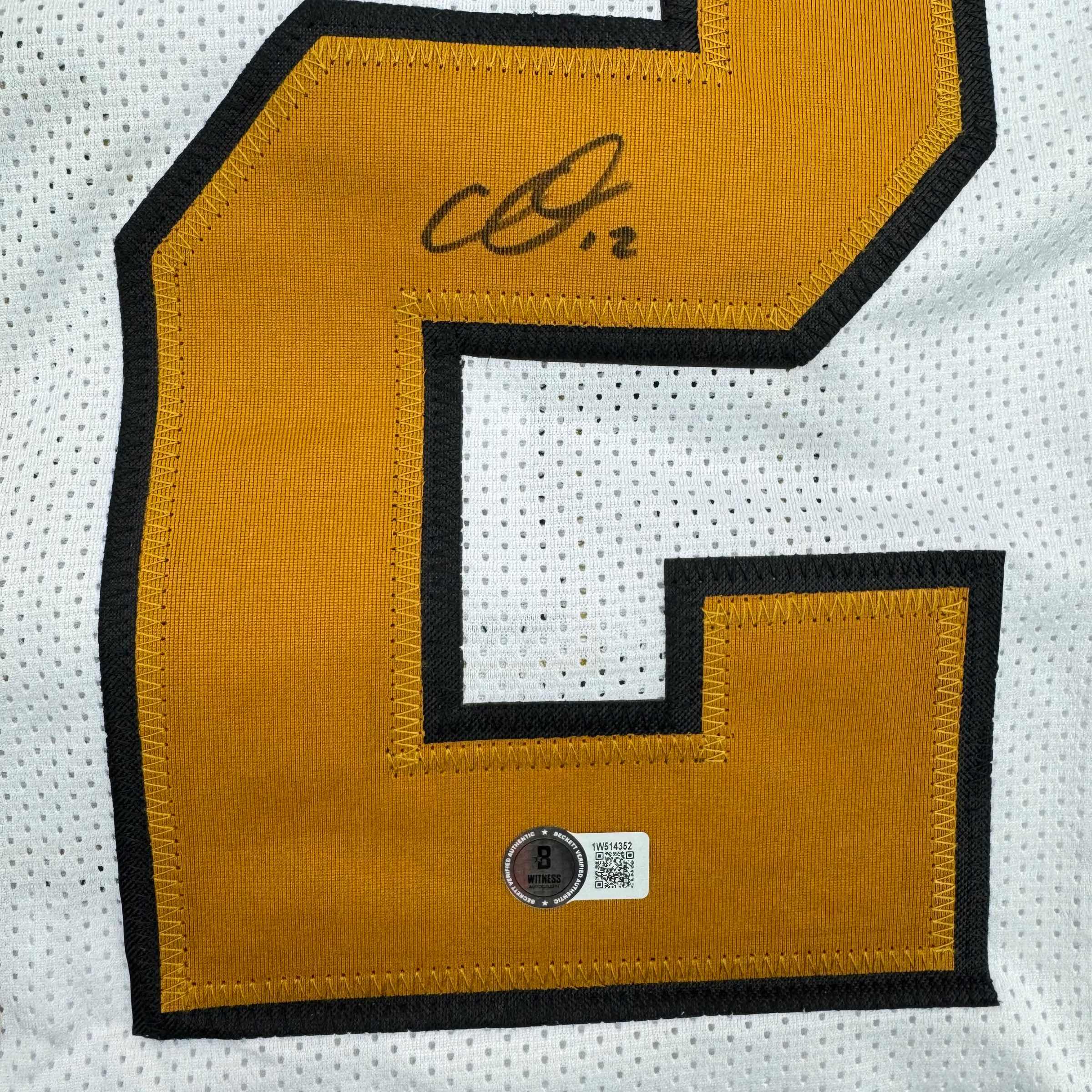 Autographed/Signed Chris Olave New Orleans White Color Rush Football Jersey Beckett BAS COA