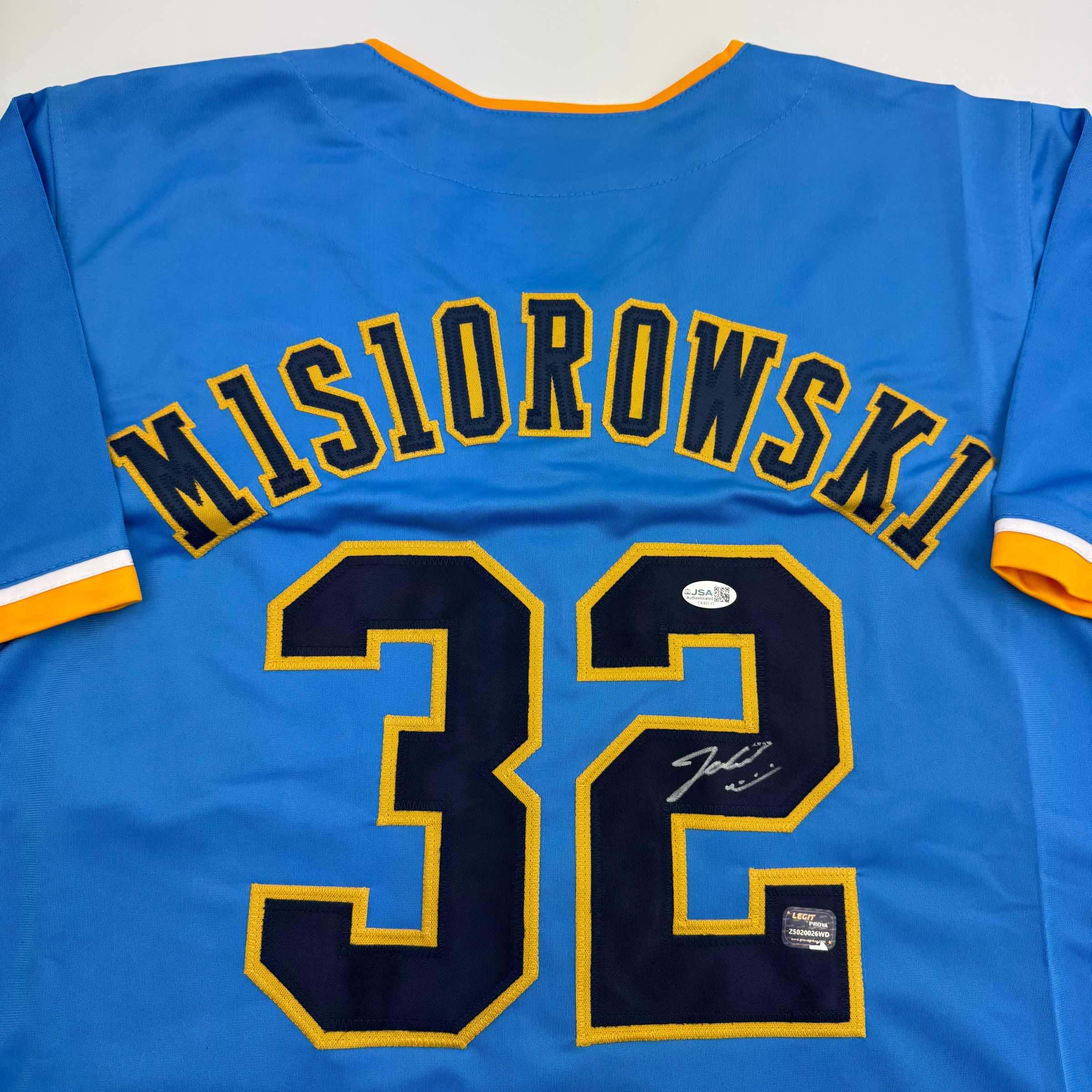Autographed/Signed Jacob Misiorowski Milwaukee Blue Baseball Jersey JSA COA