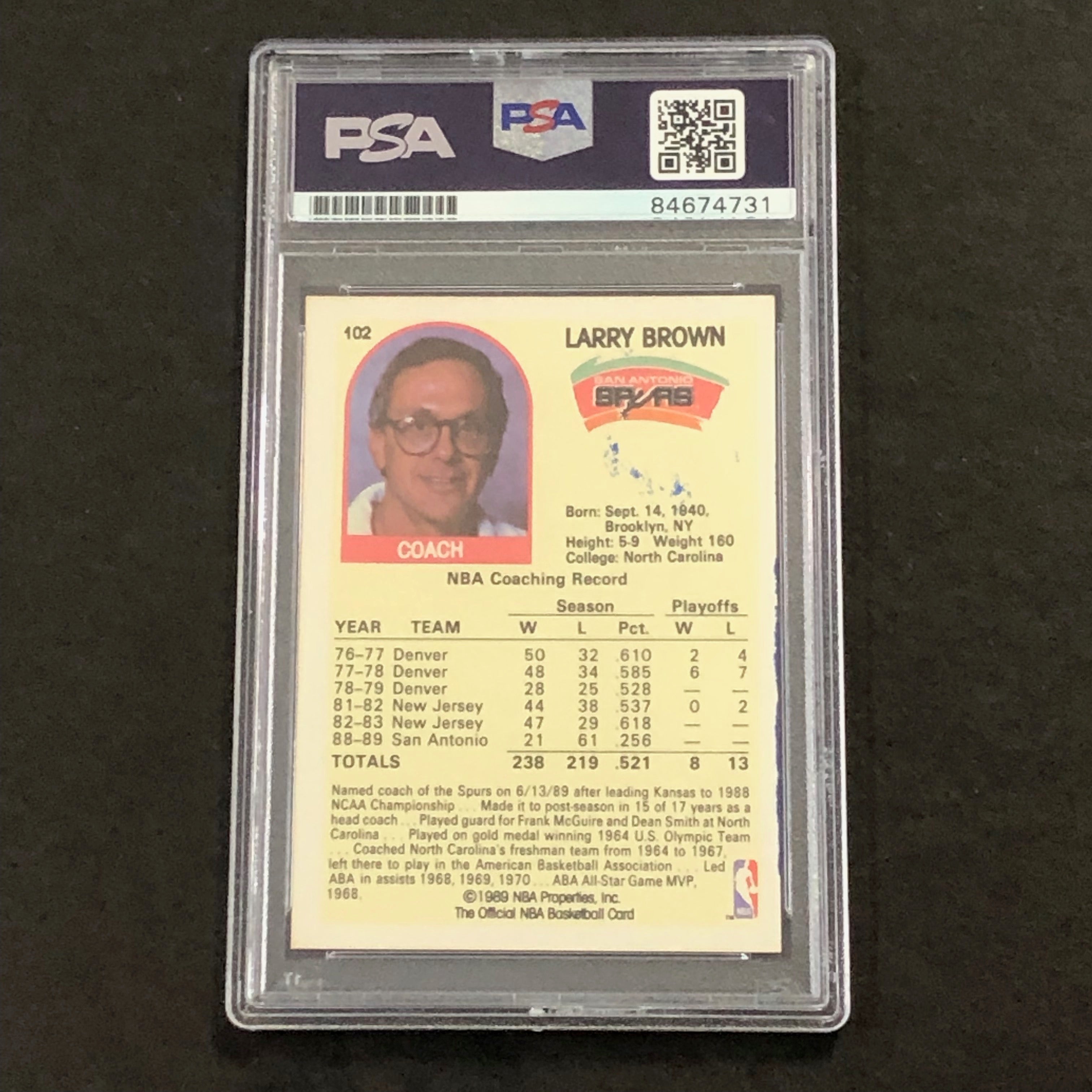 1969 NBA Hoops #102 Larry Brown Signed Card AUTO 10 PSA Slabbed Spurs - Sports Collectibles, Sports Memorabilia, Sports Fan Shop, Sports Gifts