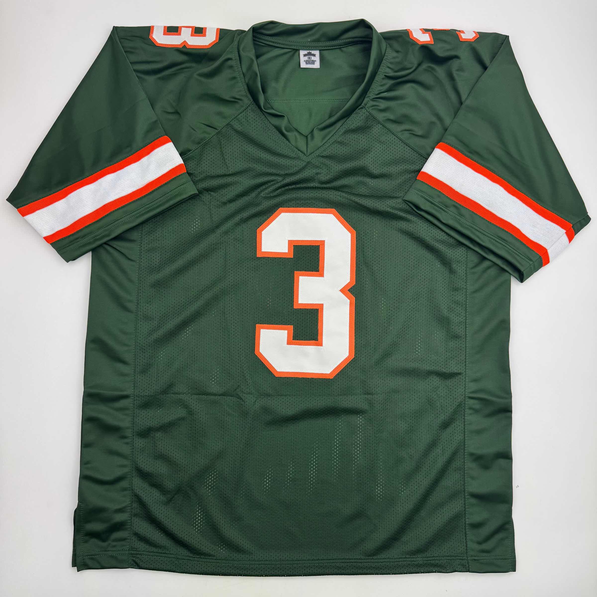 Autographed/Signed Akheem Mesidor Miami Green College Football Jersey Beckett BAS COA