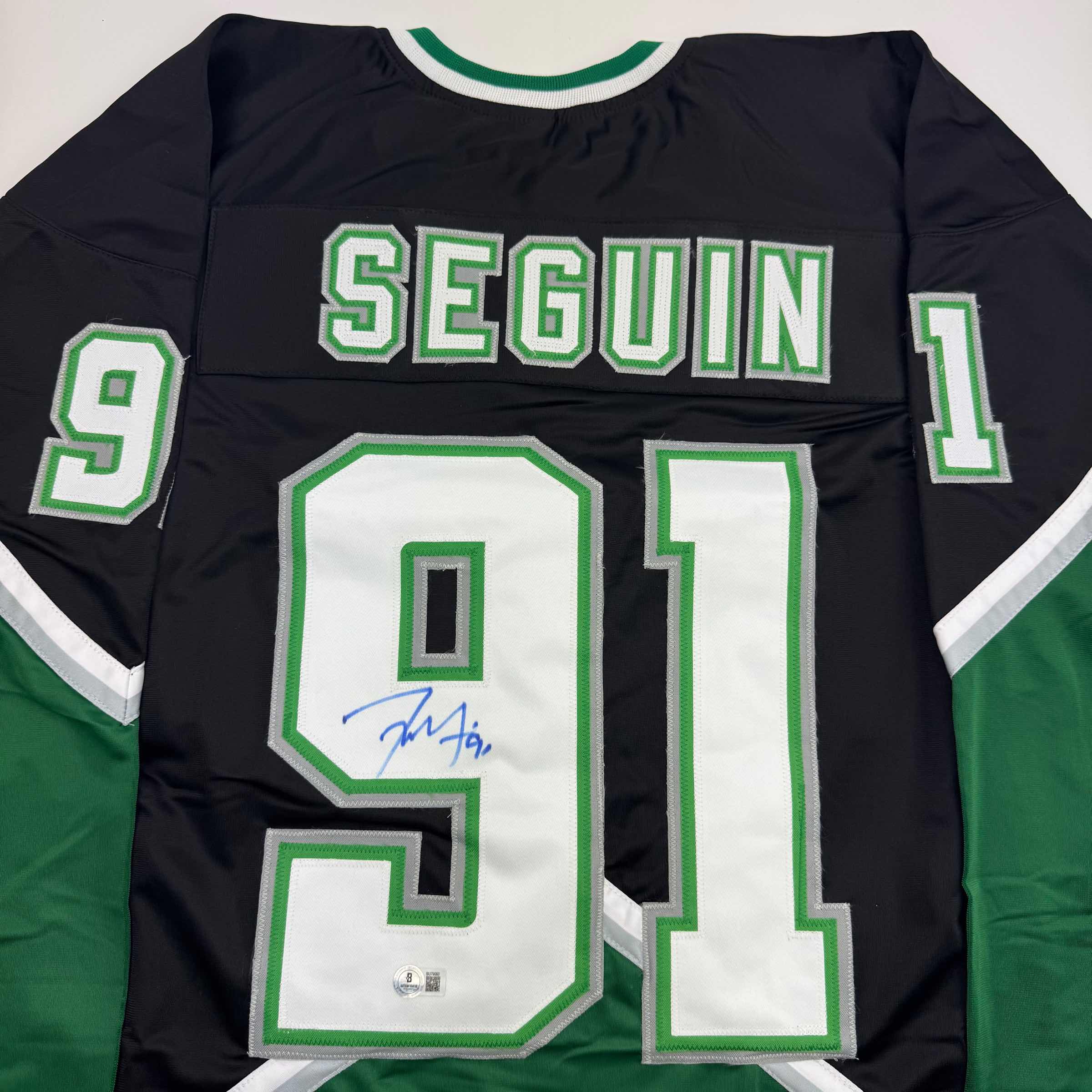 Autographed/Signed Tyler Seguin Dallas Black Hockey Jersey Beckett BAS COA
